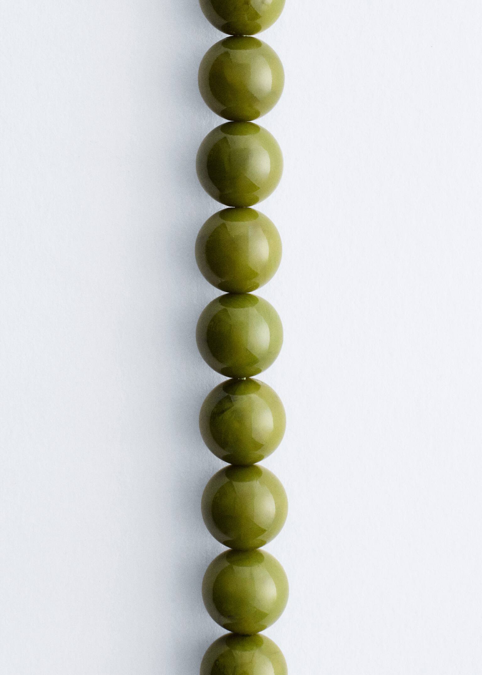 Short Stone Bead Necklace - Green/Black - 3