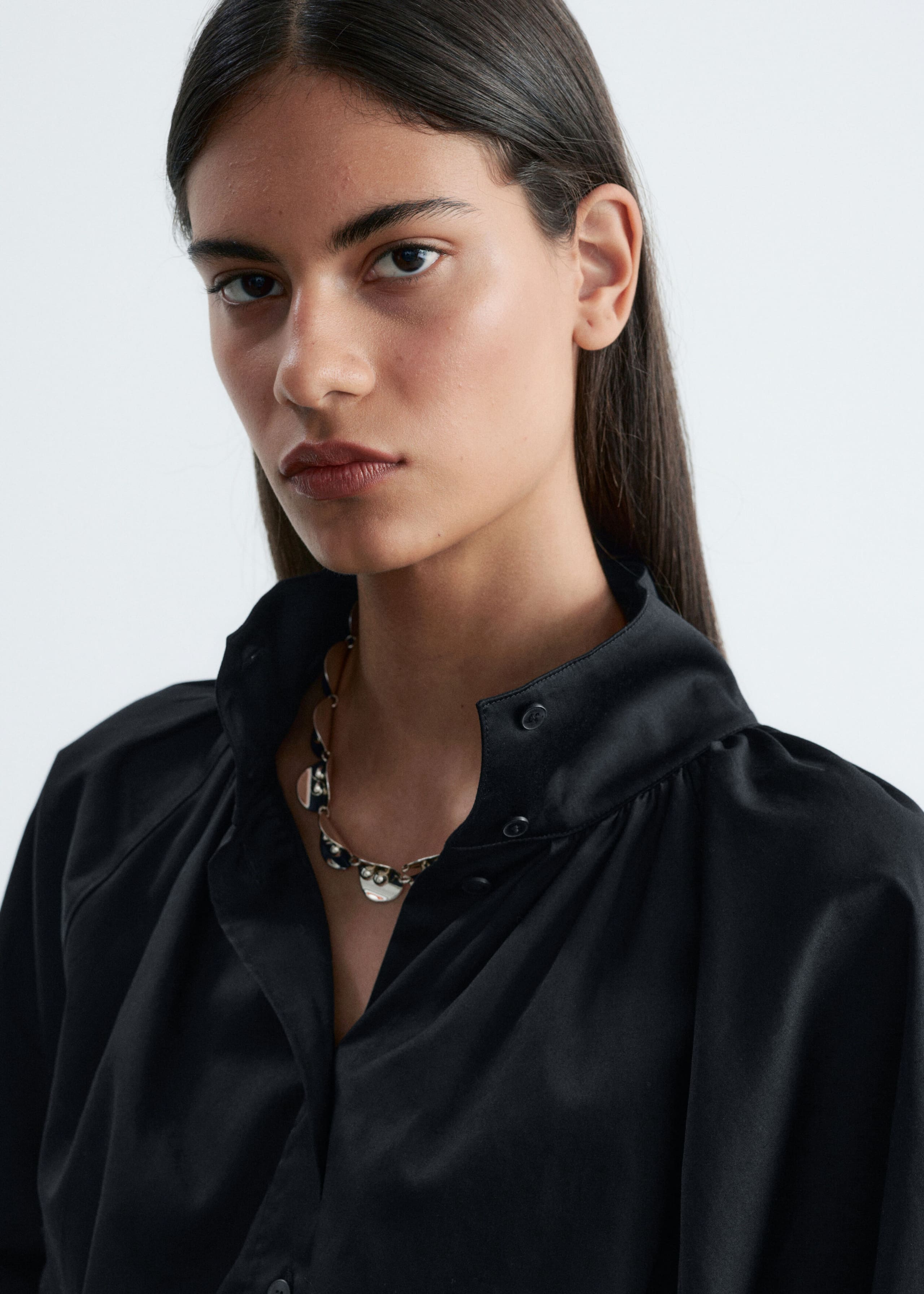 Batwing Sleeve Cotton Blouse - Black - Lookbook