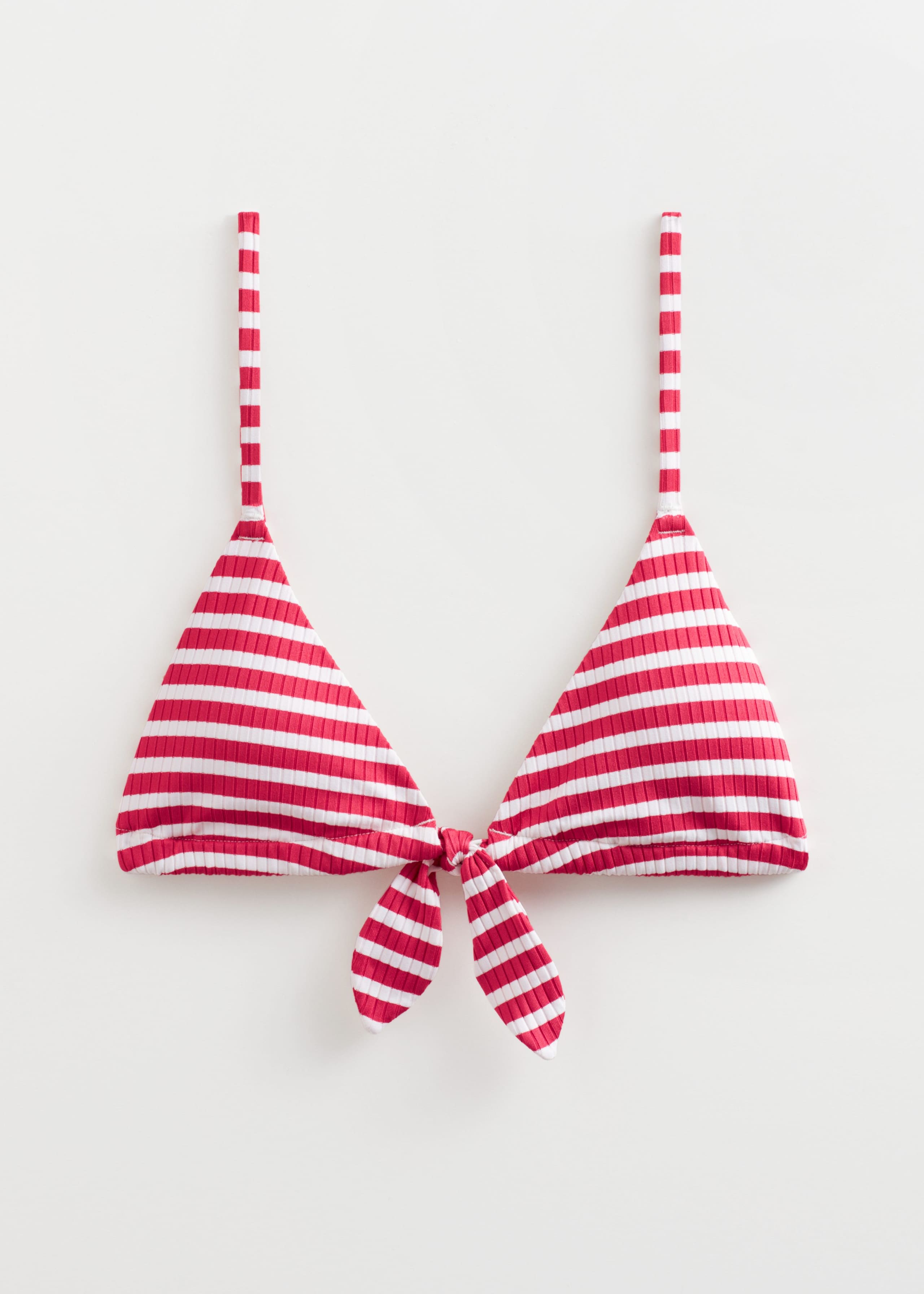 Ribbed Bow Bikini Top - Green/White Stripes - Still Life
