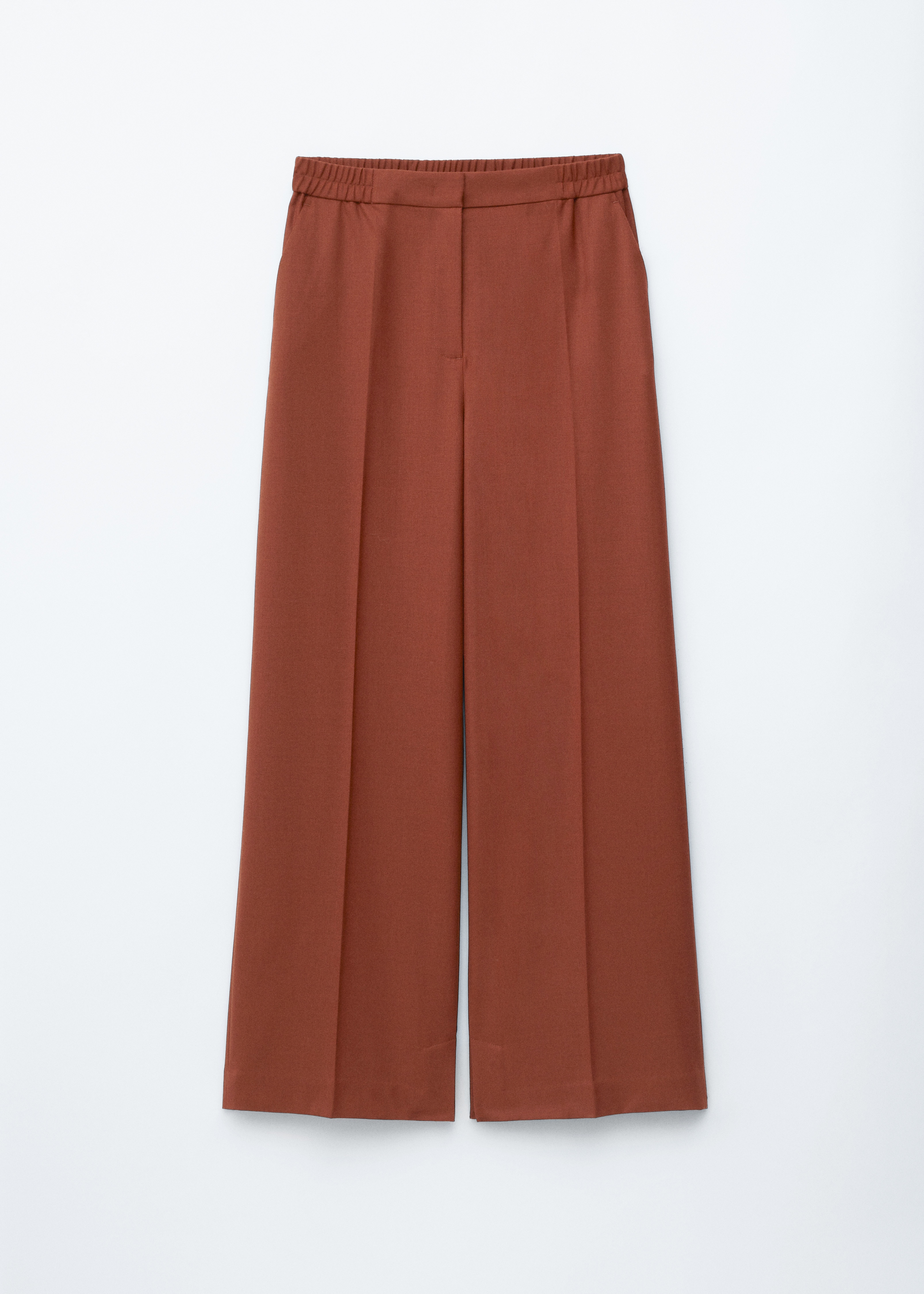 Pantalones de lana con pliegues marcados - Marrón óxido