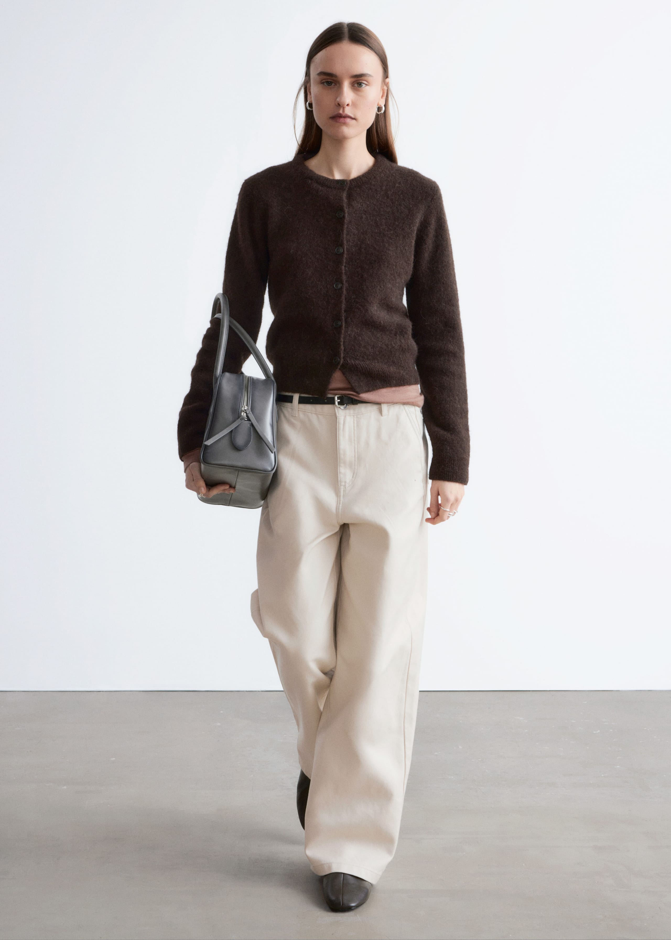 Wide-Leg Cotton Trousers - Rust Brown - Lookbook