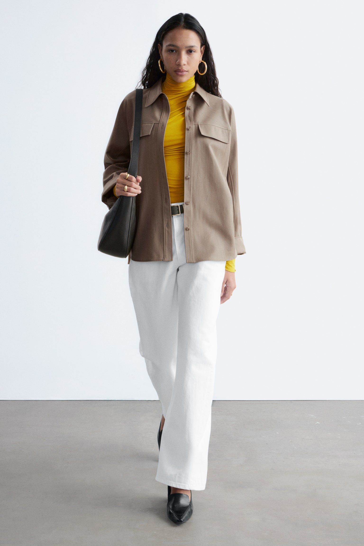 Strukturiertes Hemd aus Wolle und Baumwolle - Graubraun - 7