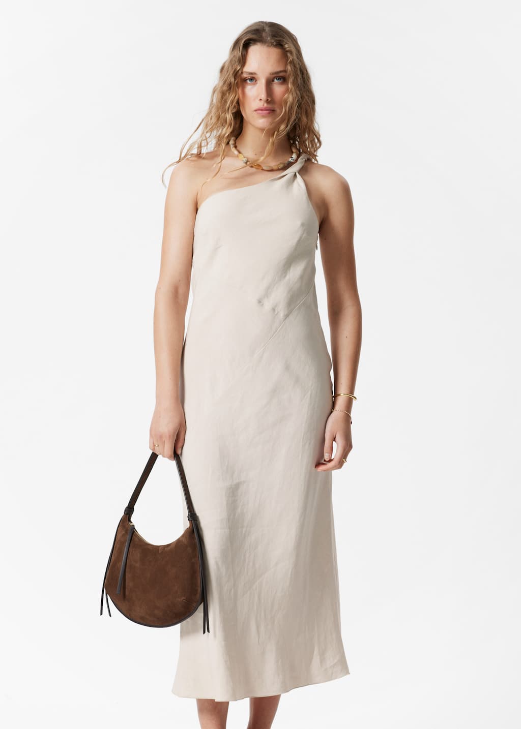 Image of One-Shoulder Midi Dress
