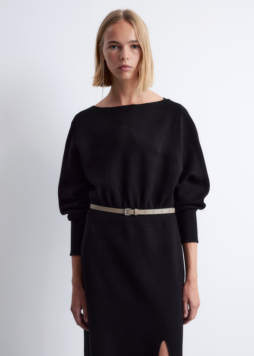 Vestido midi con aberturas - Negro - Lookbook