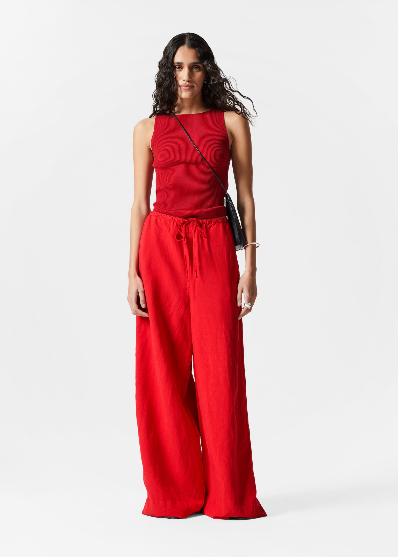 Pantaloni dalla vestibilità rilassata con coulisse - Rosso/Bianco/Motivo nero