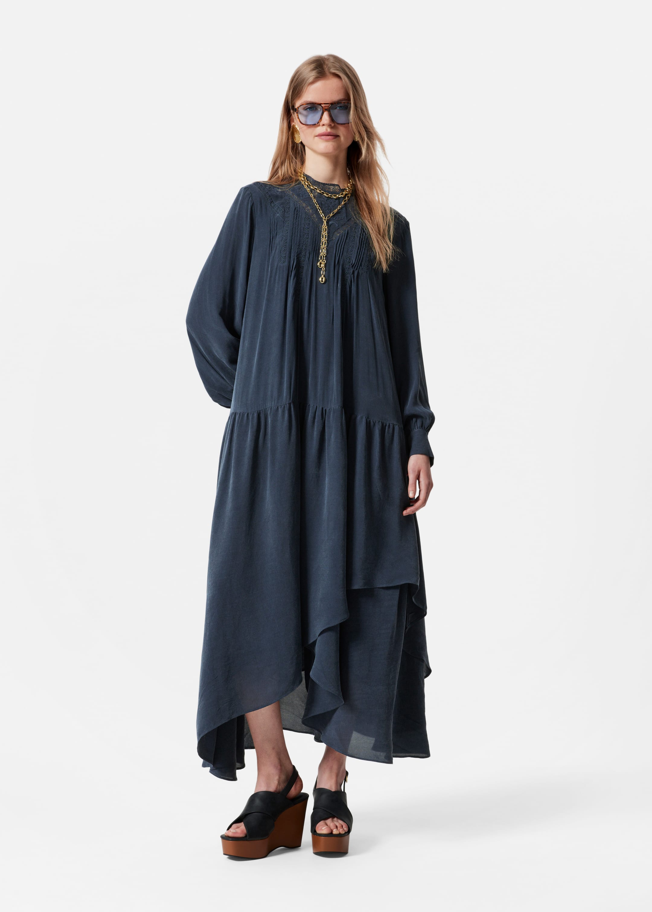 Zobacz większy obraz: Koronkowa sukienka maxi - Ciemnoniebieski - ONA | H&M PL 1