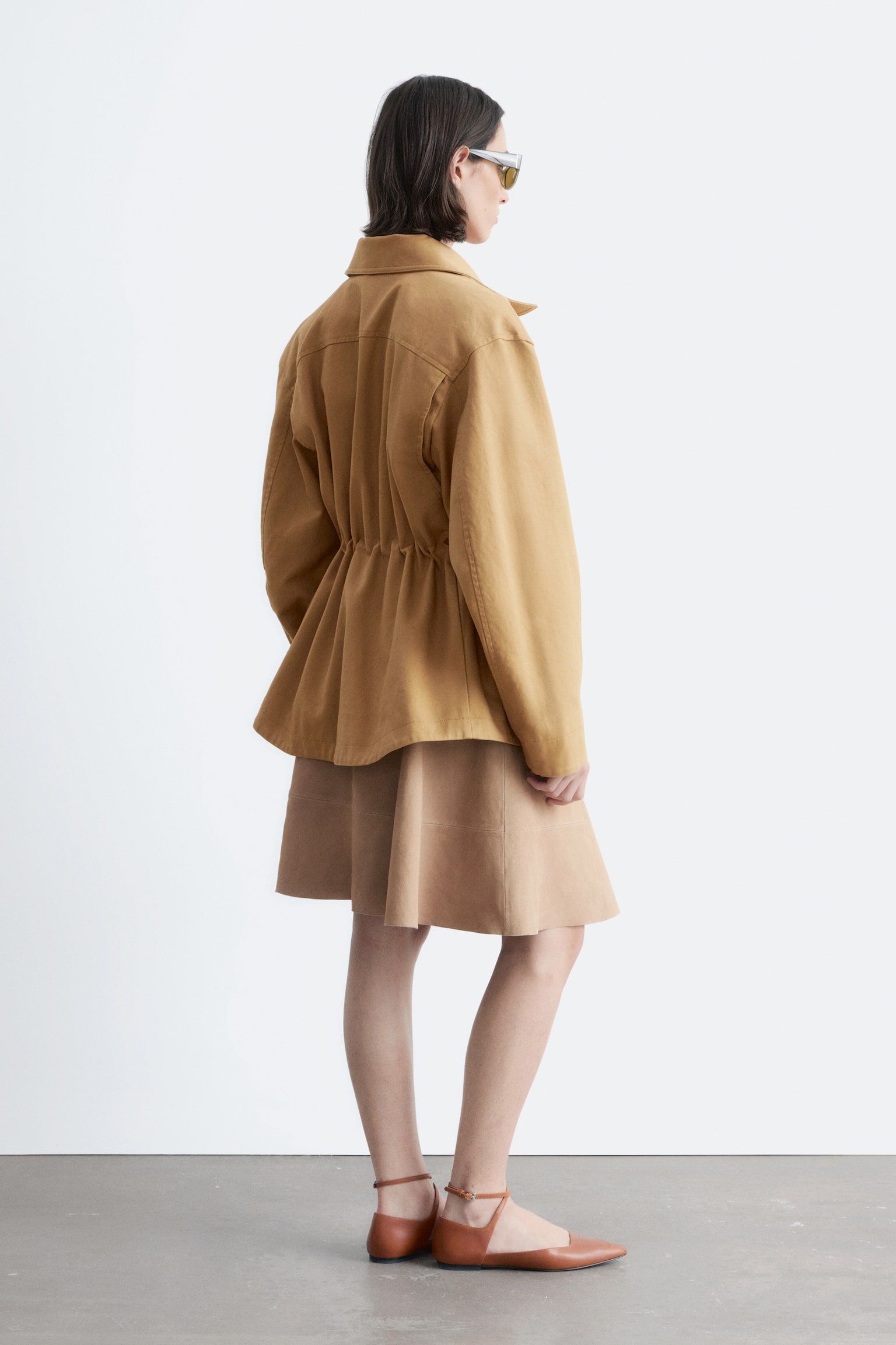 Veste utilitaire oversize à cordon de serrage - Jaune moutarde/Marron foncé - 5