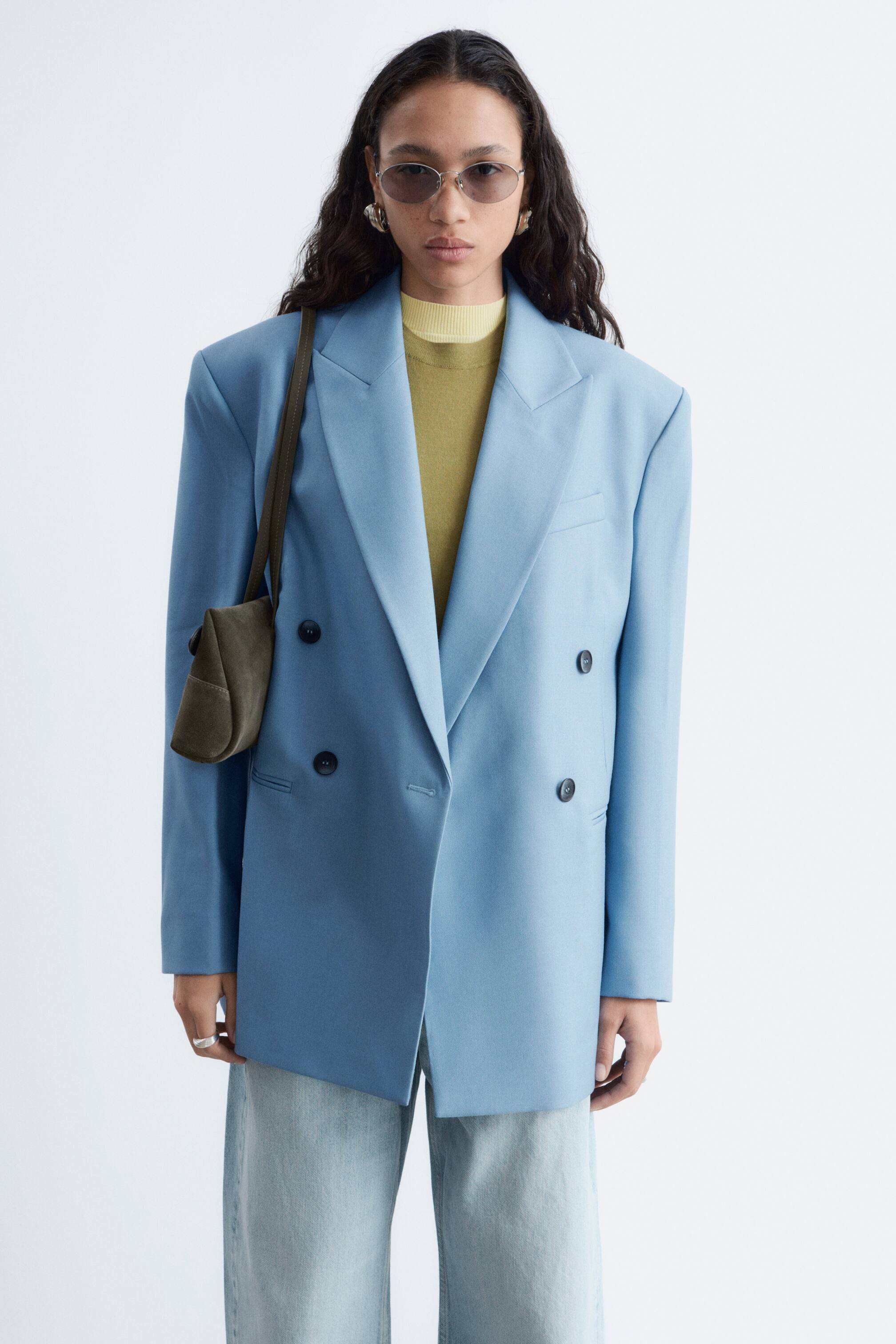 Zara Blazer Croisé oversize Bleu Ciel
