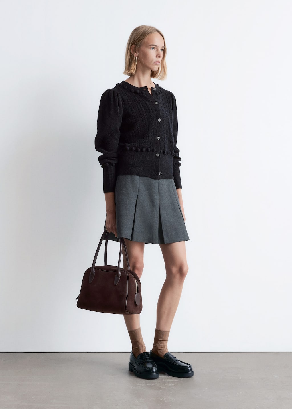 Image of Cable-Knit Wool Cardigan