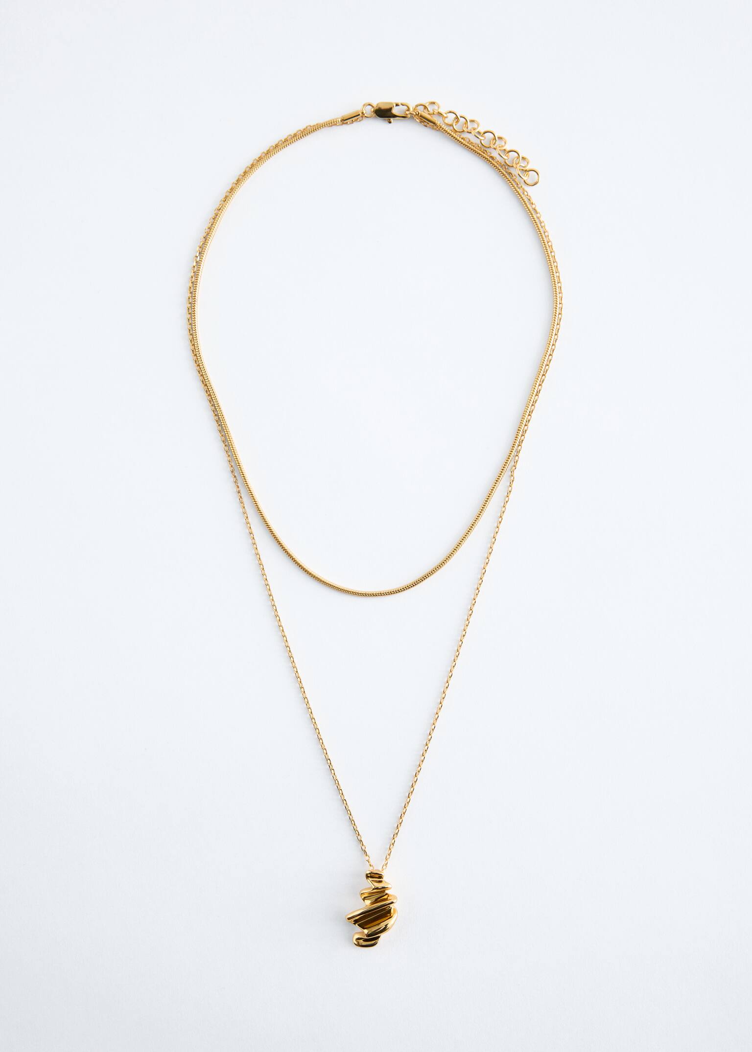 Mehrlagige Halskette mit Anhänger - Gold