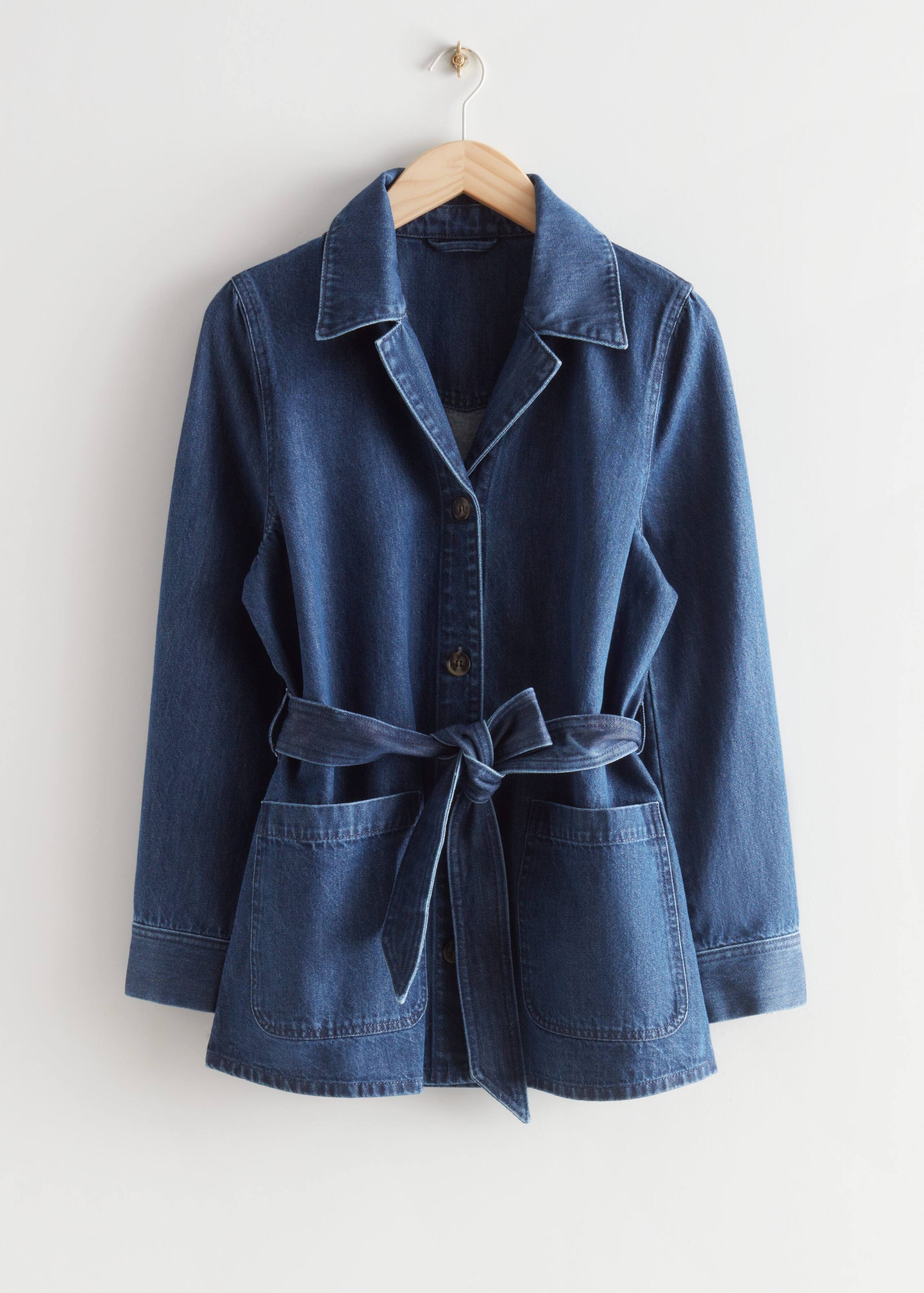 Belted Denim Jacket - White - Natura morta