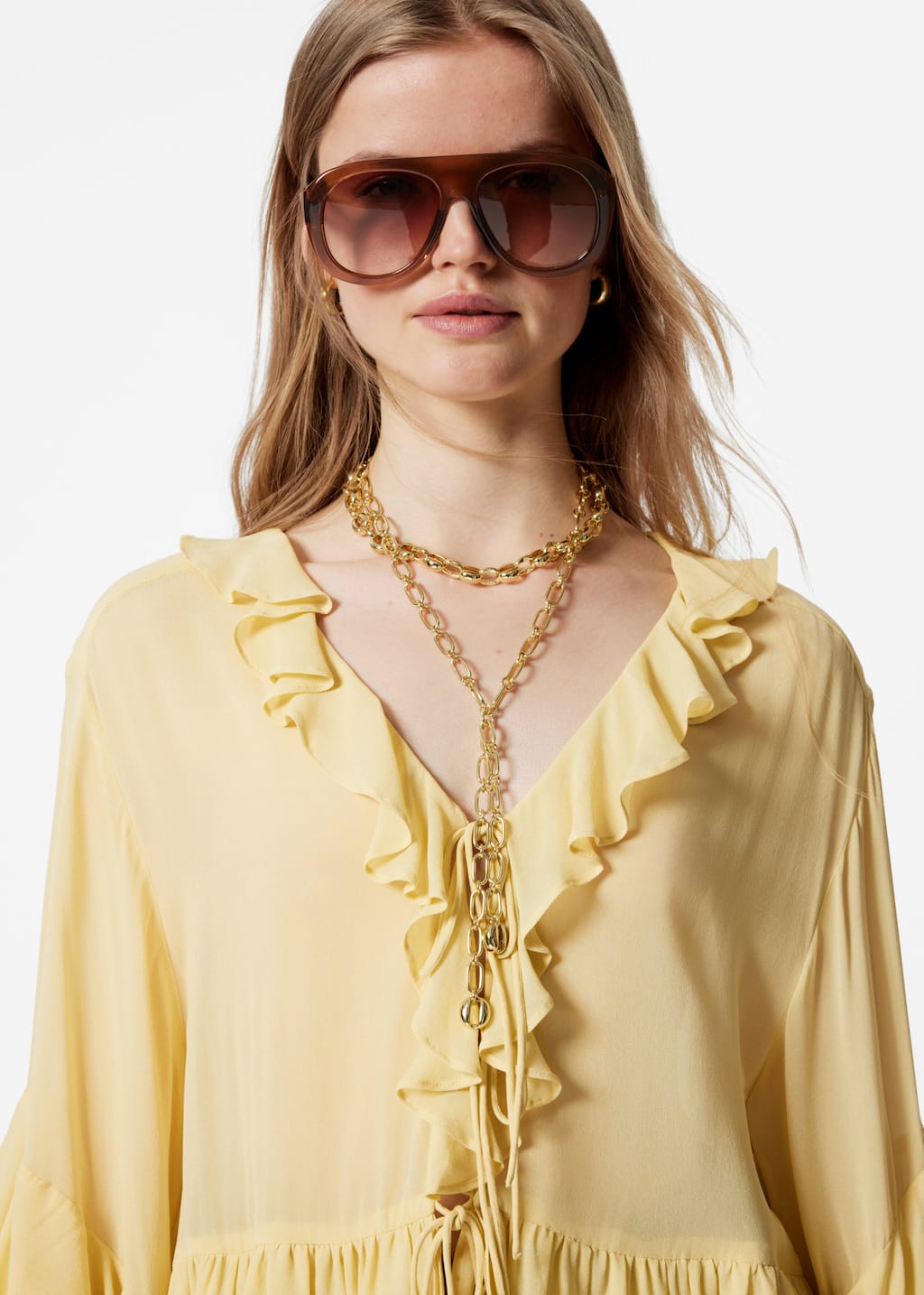 Ruffle Blouse - Orange/Pink - Lookbook