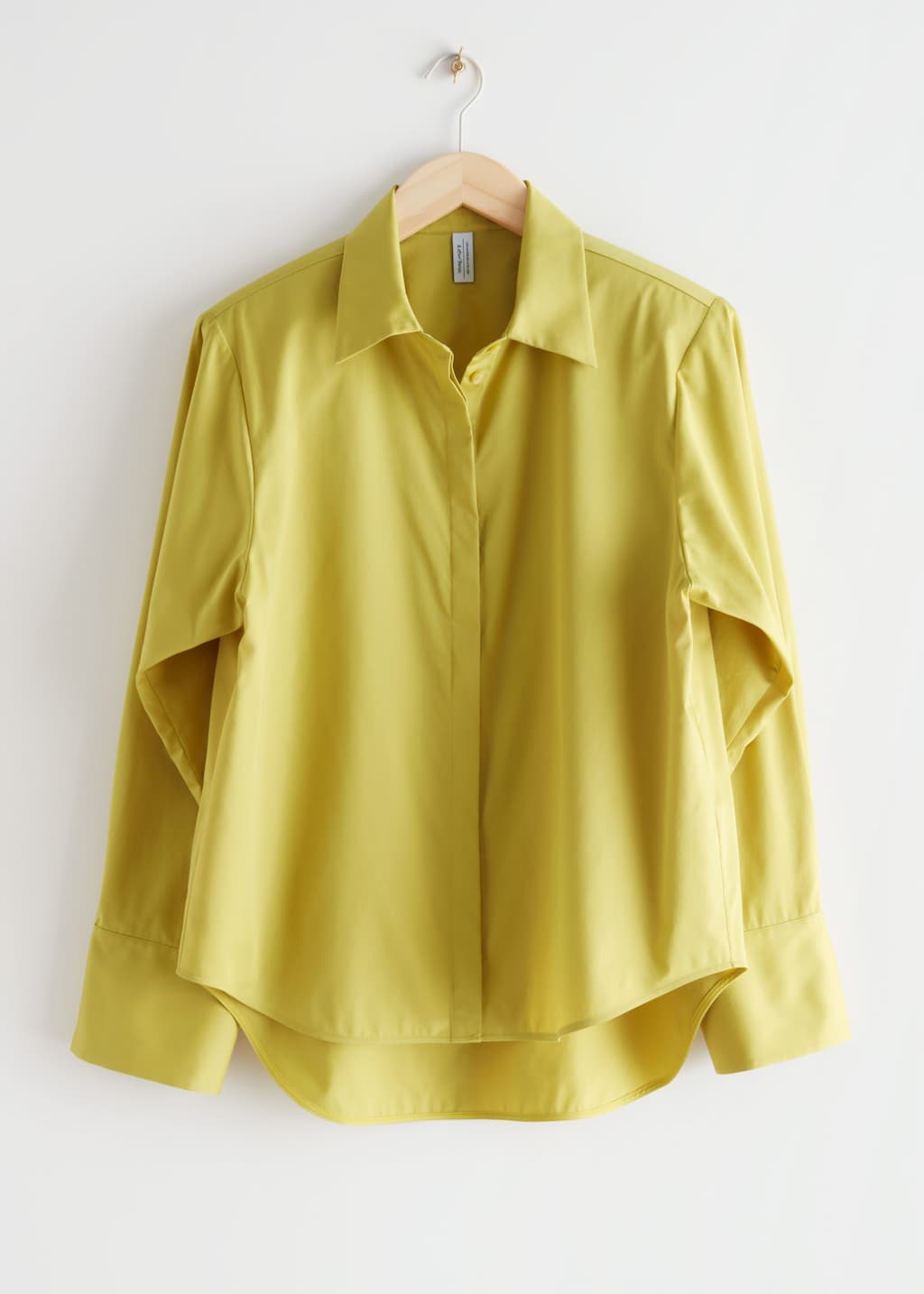 Padded Shoulder Cotton Shirt - Yellow - Natura morta