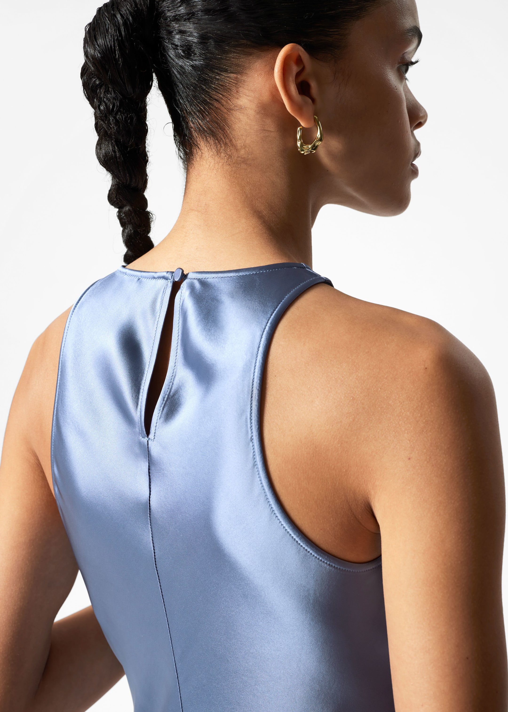 Ingrandisci l'immagine: Sleeveless Satin Midi Dress - Medium Blue - DONNA | H&M CH 3