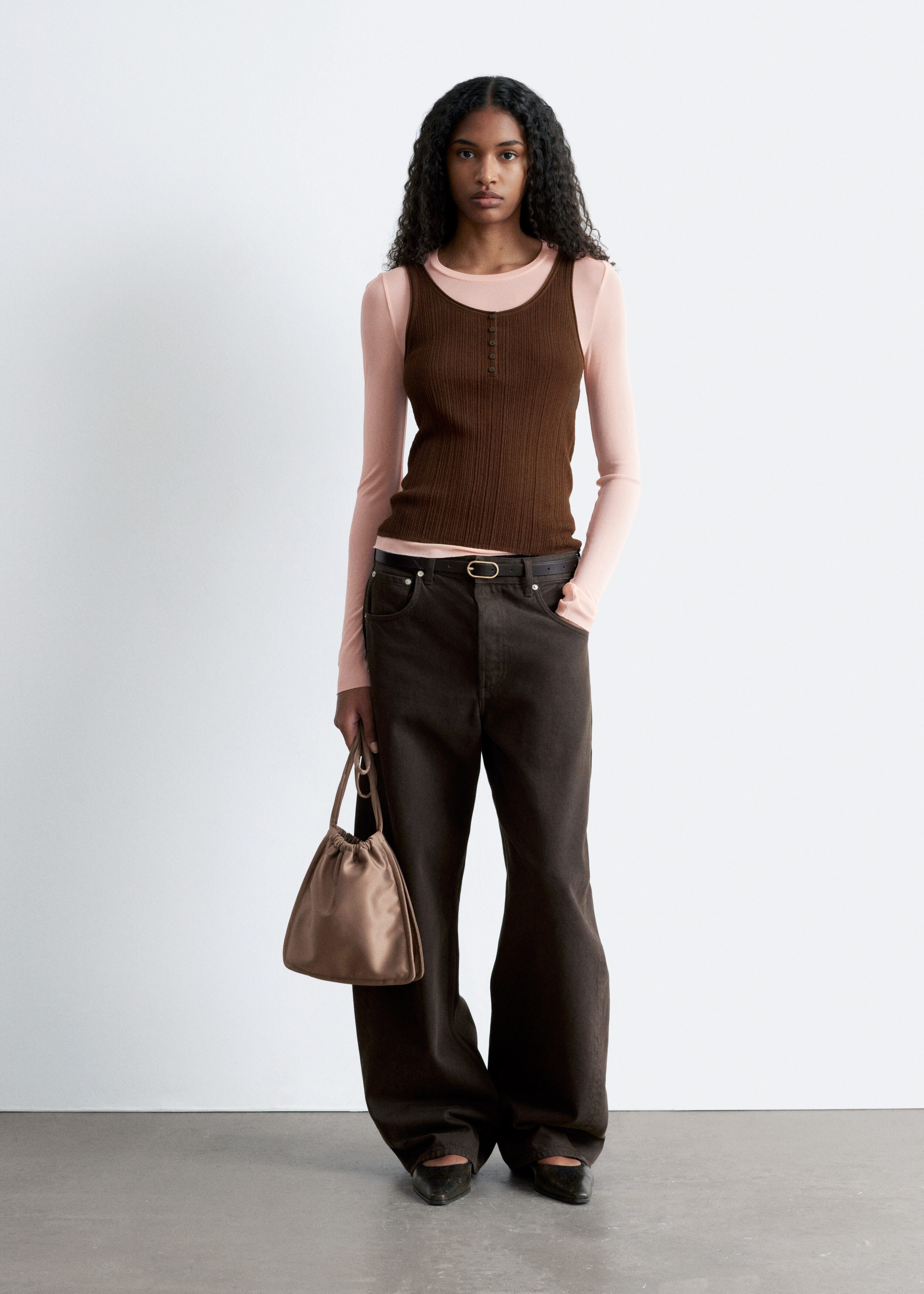 Scoop-Neck Rib-Knit Tank Top - Dark Brown - & Other Stories US