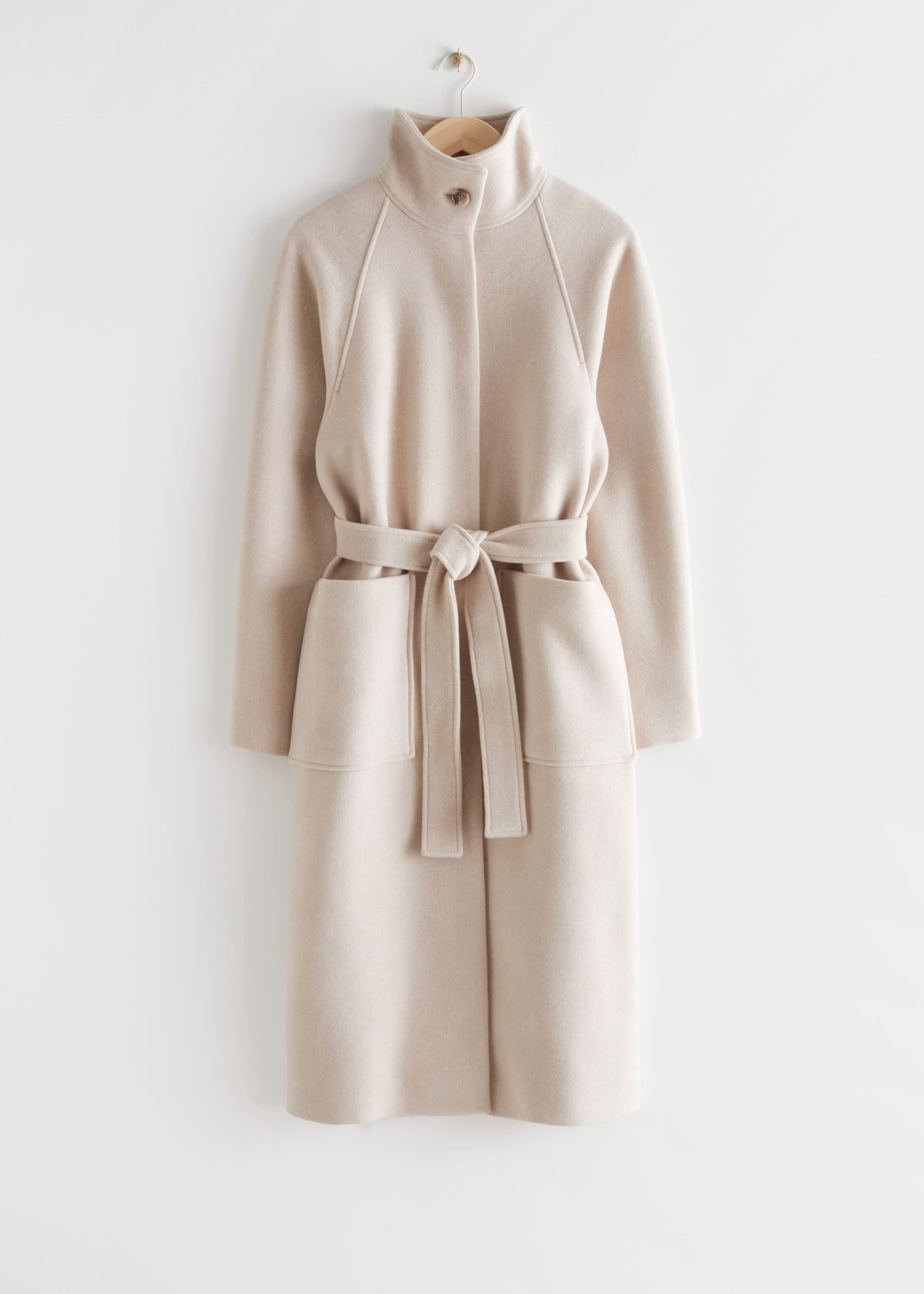 Relaxed Belted Wool Coat - Oatmeal - Still Life
