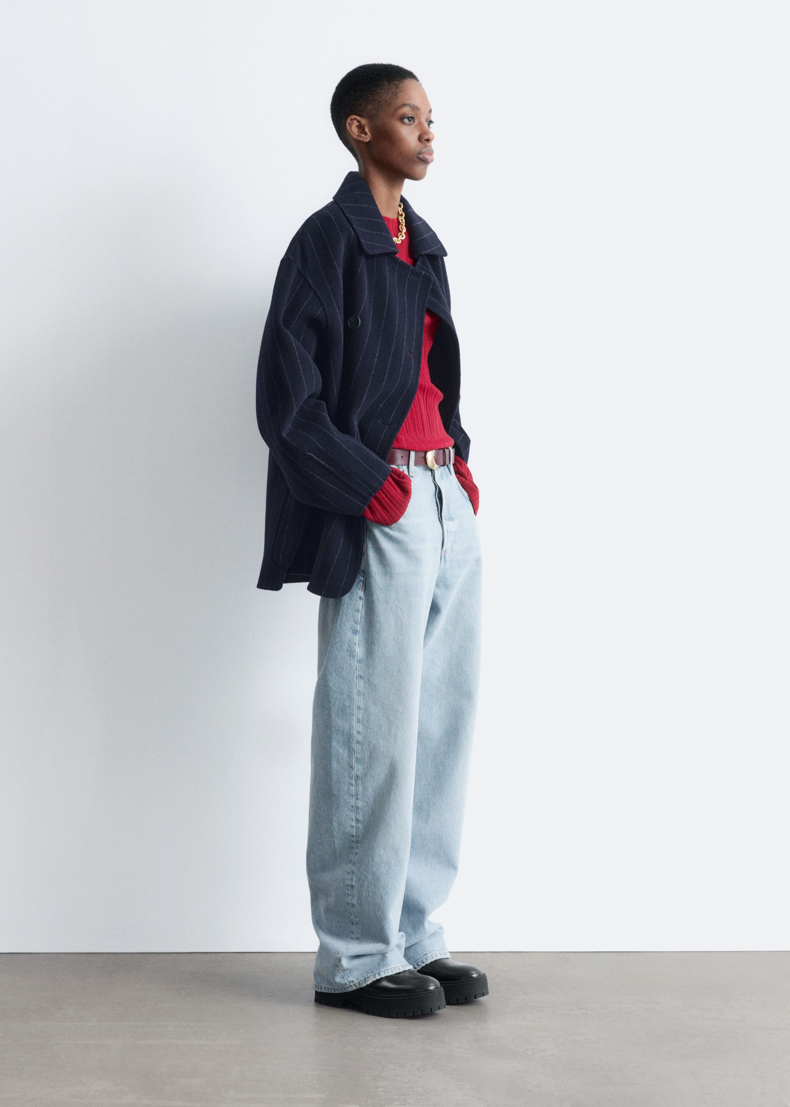 Image of Cocoon-Shaped Wool Jacket