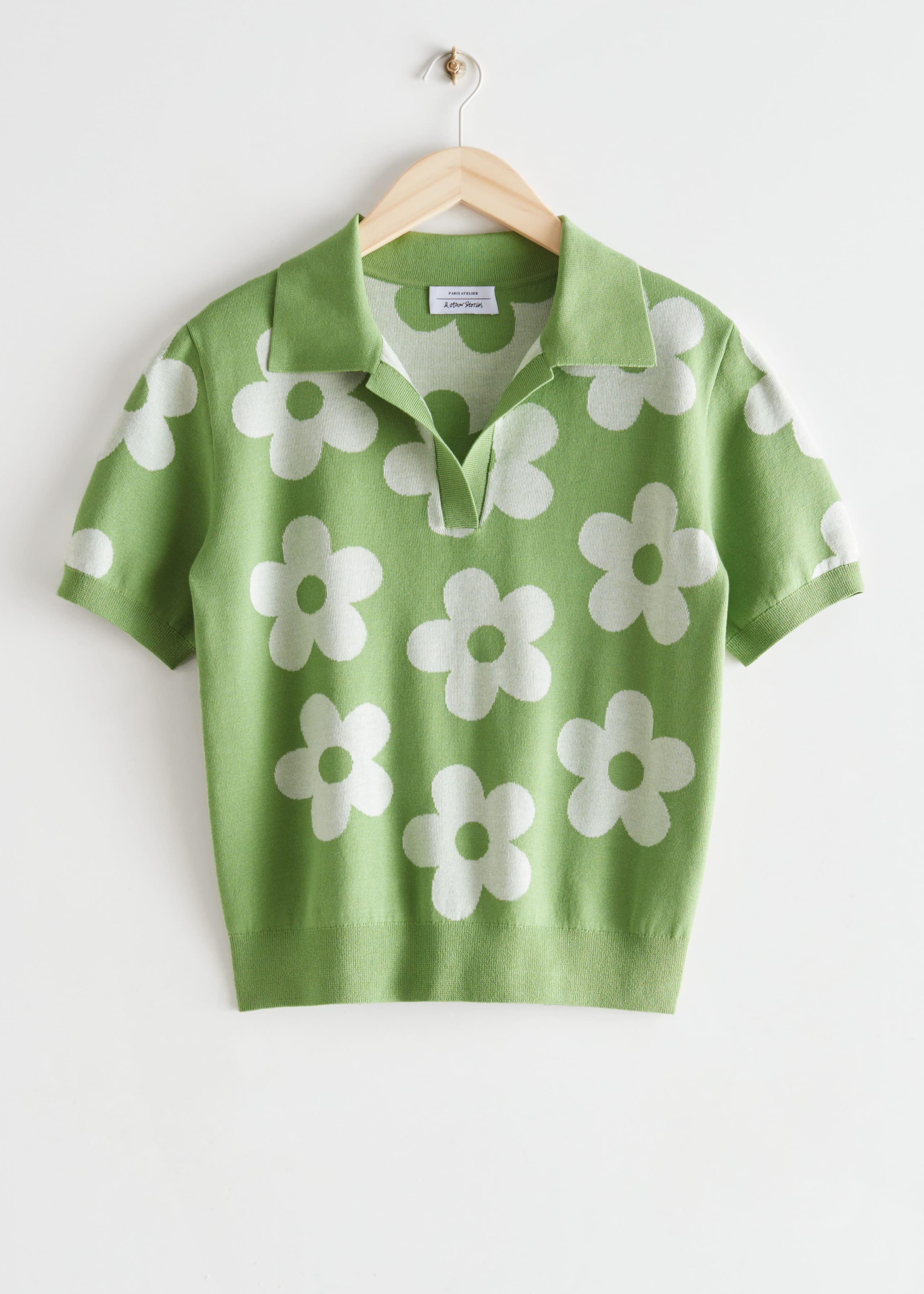 Jacquard Knit Floral Top - Green Florals - Still Life