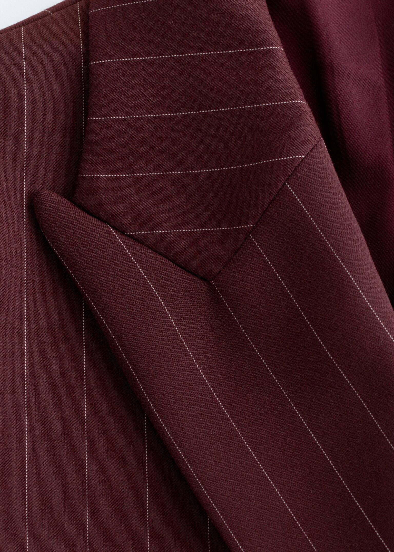 Double-Breasted Wool Blazer - Burgundy Pinstripe - 6