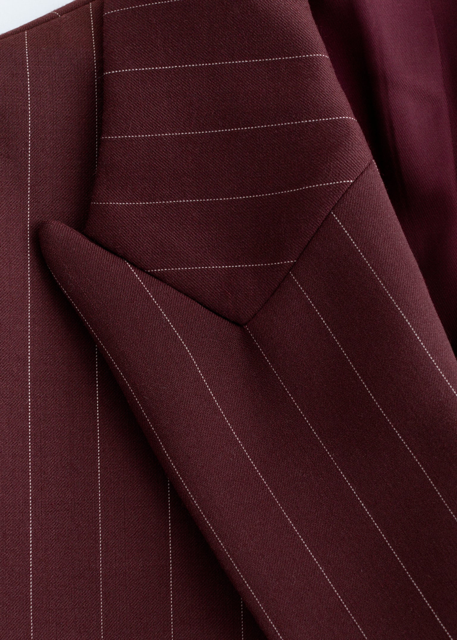 Double-Breasted Wool Blazer - Burgundy Pinstripe - 3