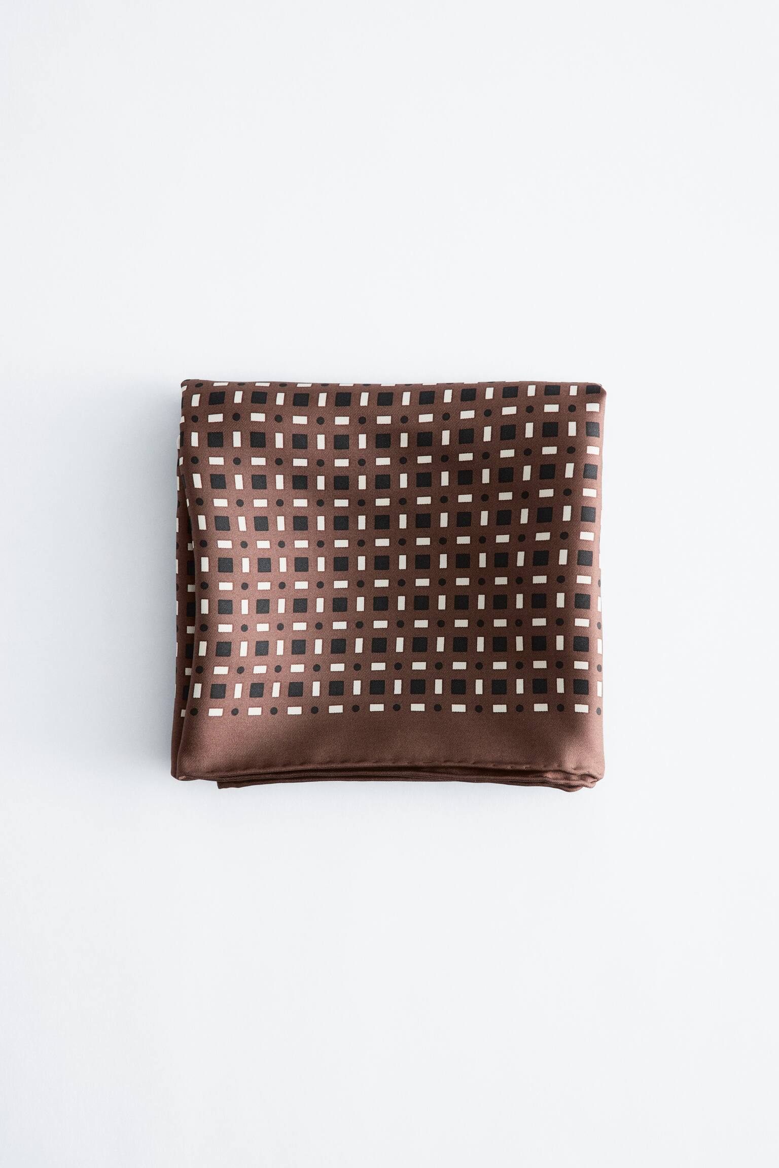 Foulard en soie à imprimé géométrique - Brun/Motif géométrique/Beige/Motif géométrique