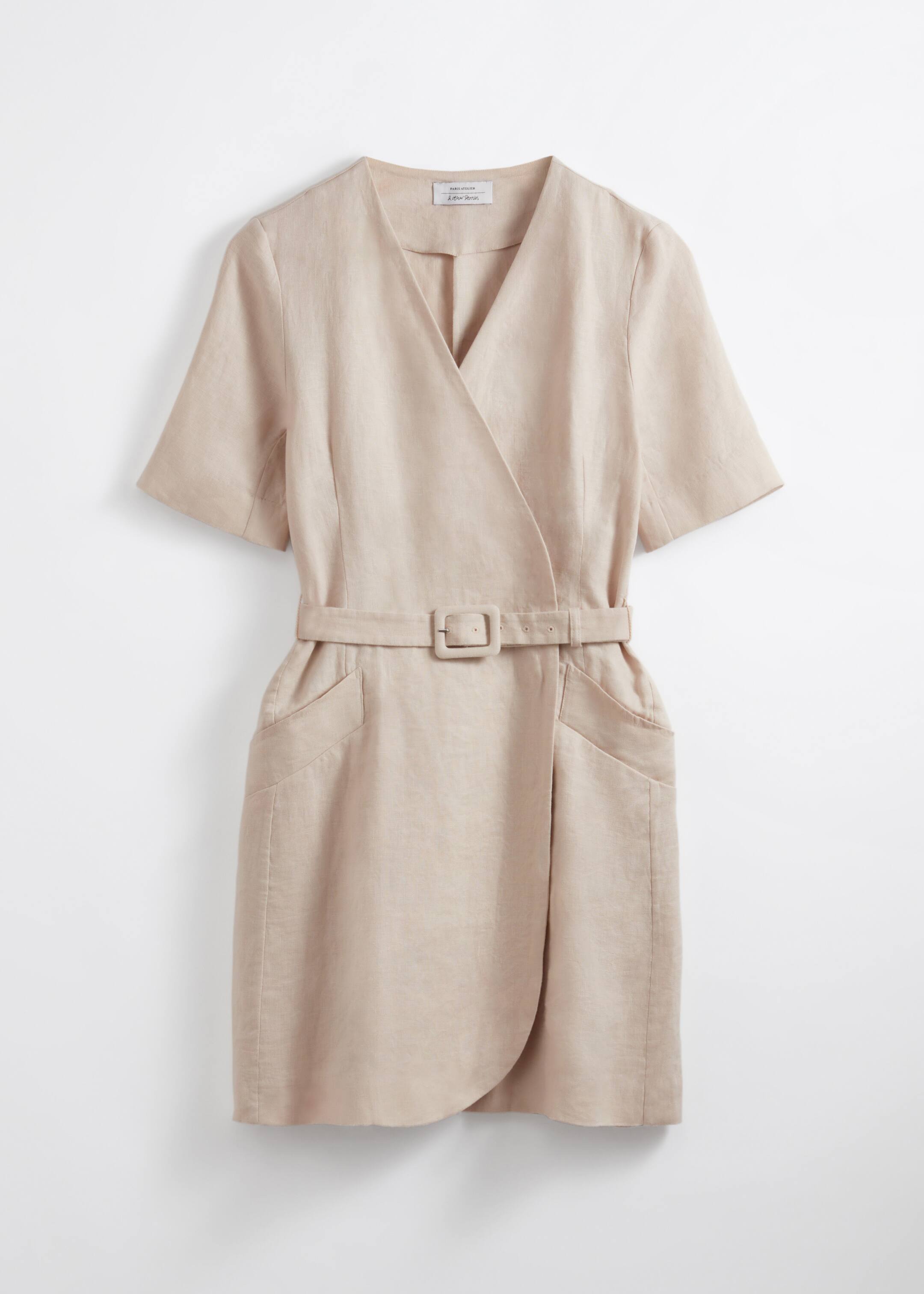 Größeres Bild ansehen: Mini-Leinenkleid mit Gürtel - Beige - Ladies | H&M DE 4