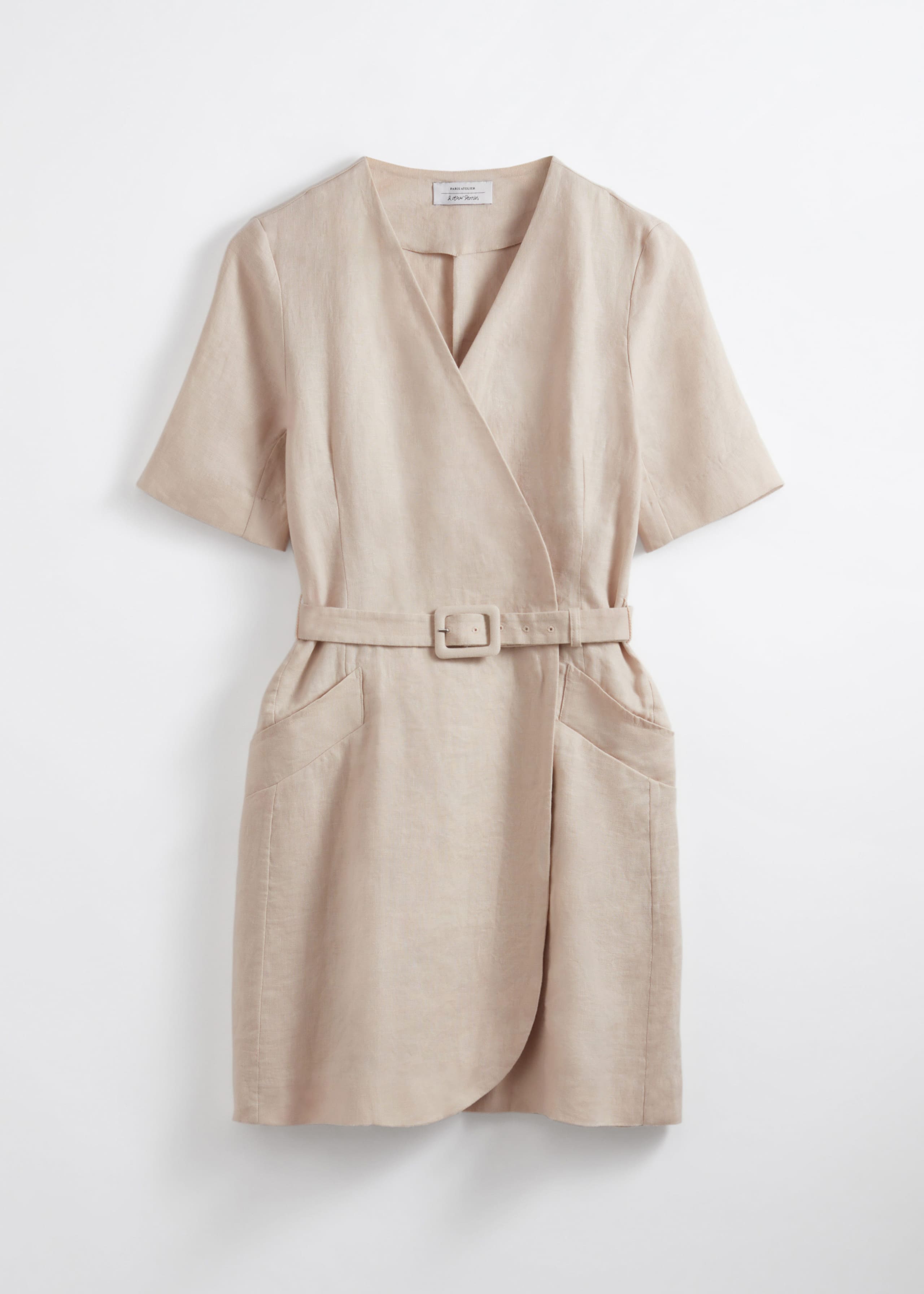 Belted Linen Mini Dress - Beige - Still Life