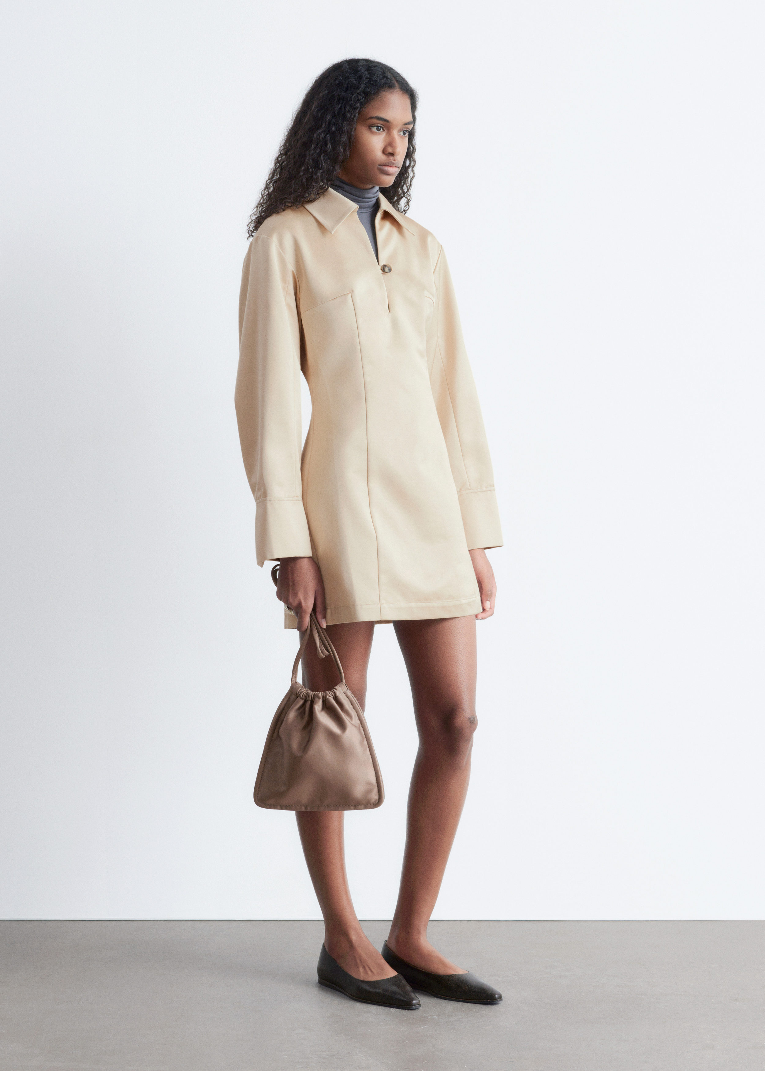 Wrap Shirt Mini Dress - Green/Beige Checked - & Other Stories BE