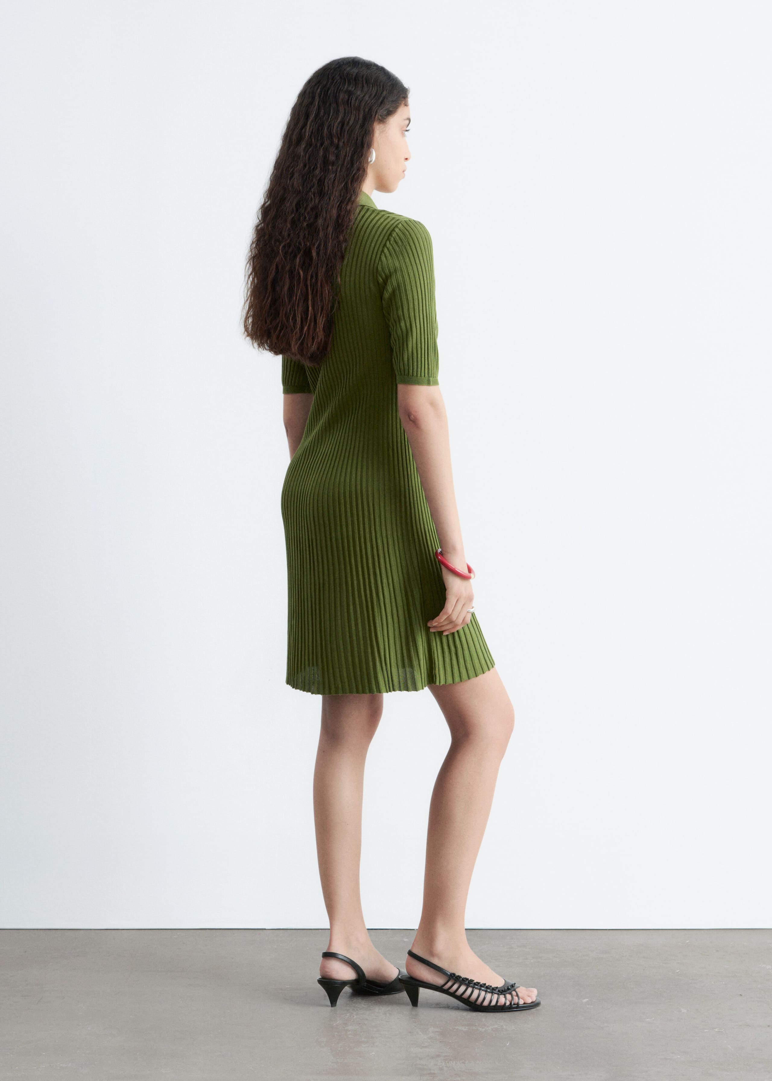 Knitted Mini Dress - Green - Lookbook