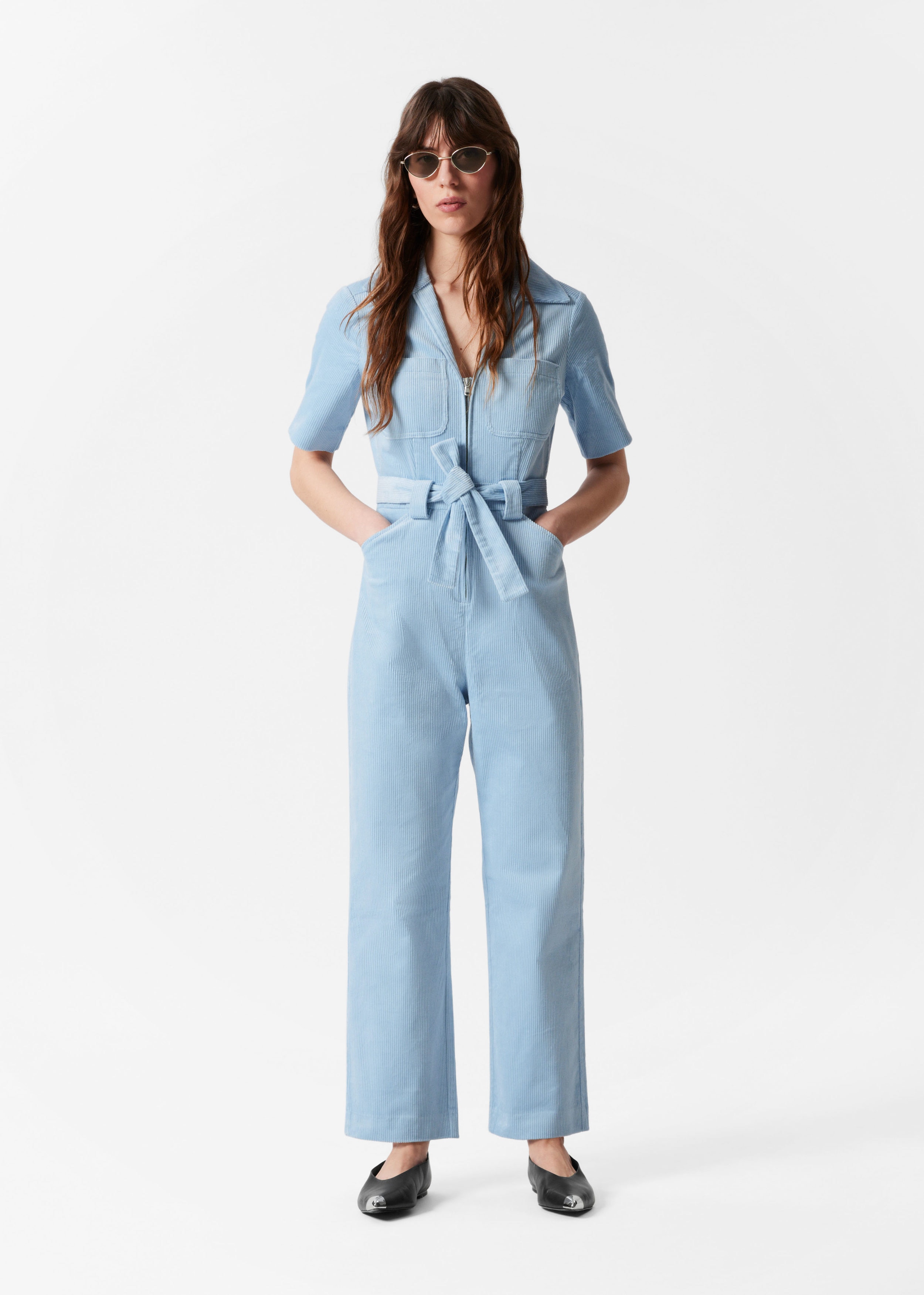 Belted Corduroy Jumpsuit - Light Blue - & Other Stories NL