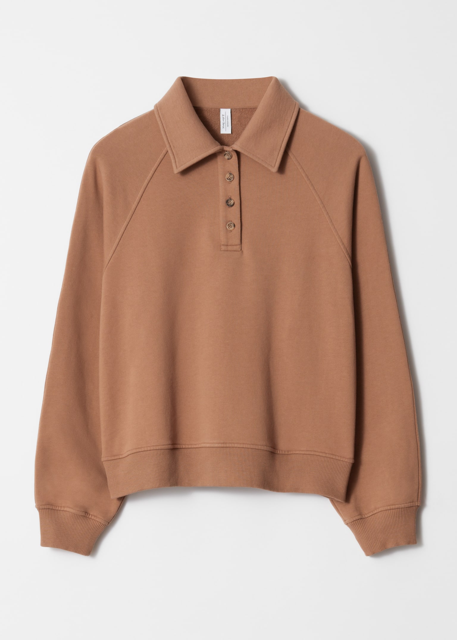 Sweatshirt mit Polokragen - Braun/Leuchtendes Blau