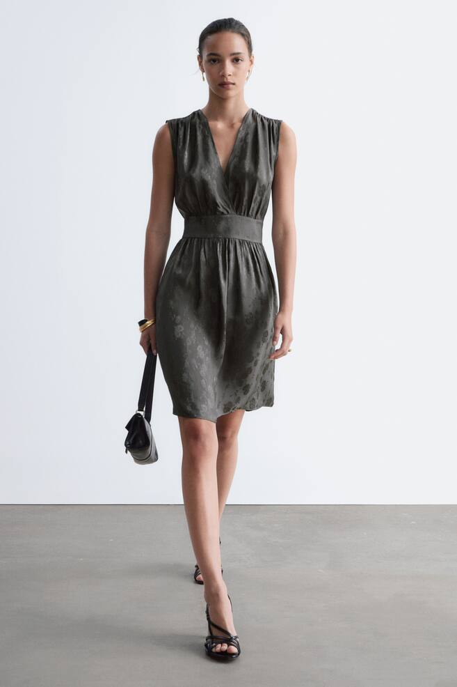 Jacquard mini-jurk - Donkergrijs/Lichtblauw - 1