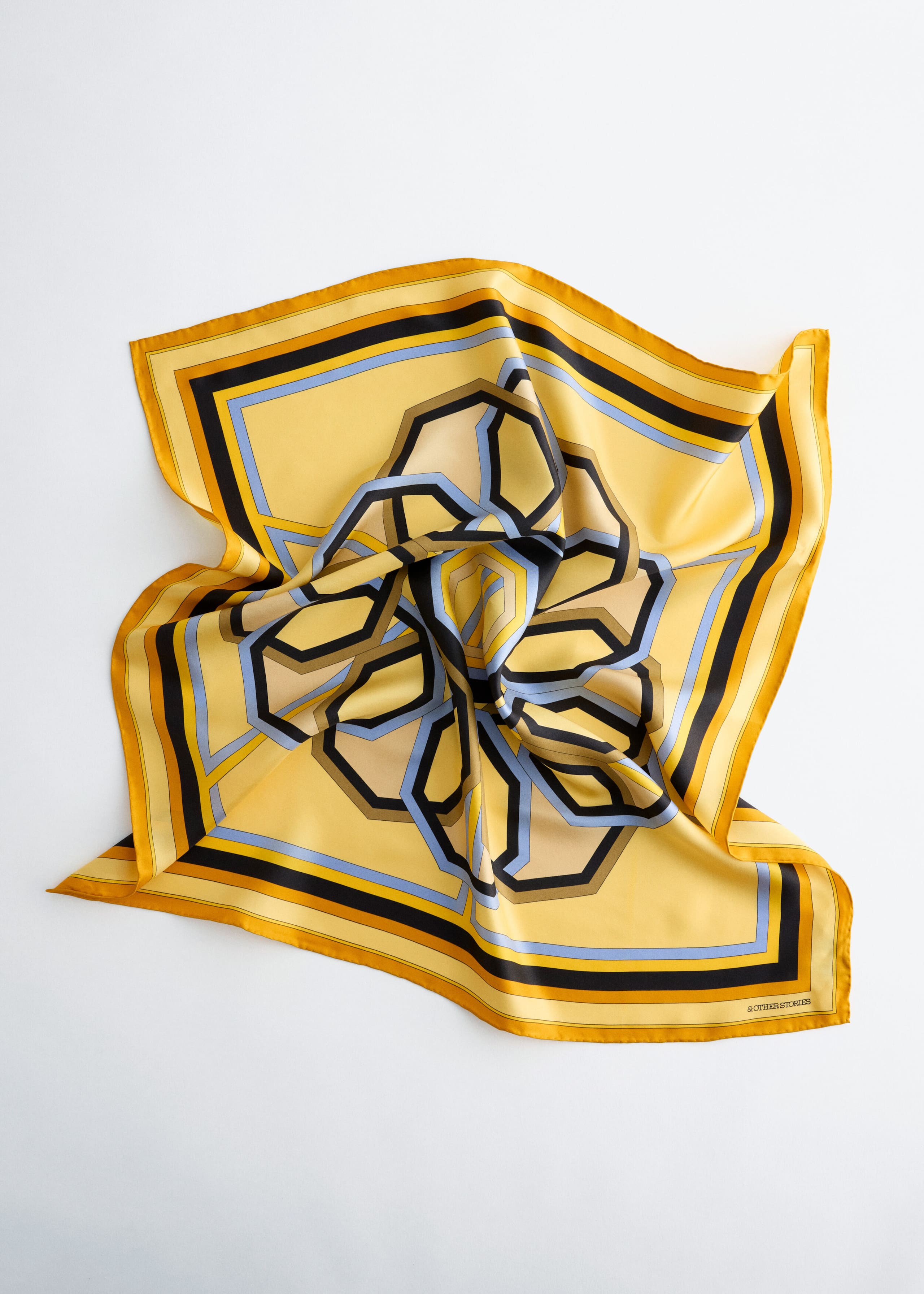 Printed Silk Scarf - Yellow/Multi Colour - Still Life