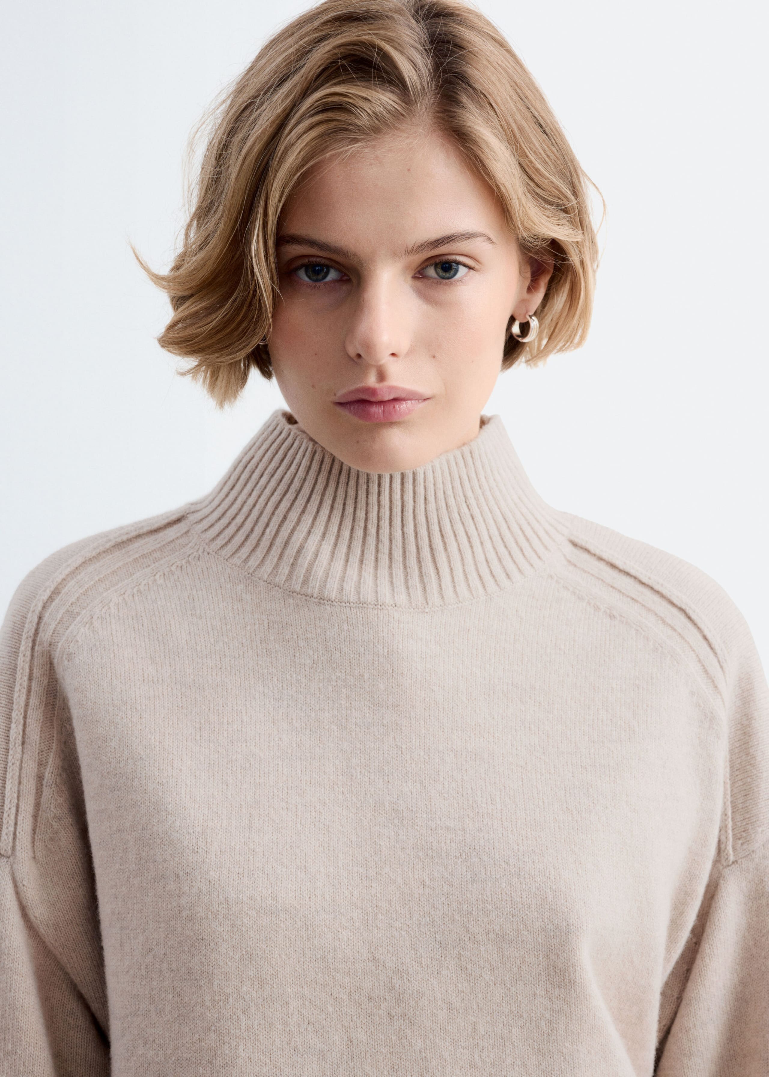 Mock-Neck Wool-Cotton Jumper - Light Mole - Lookbook