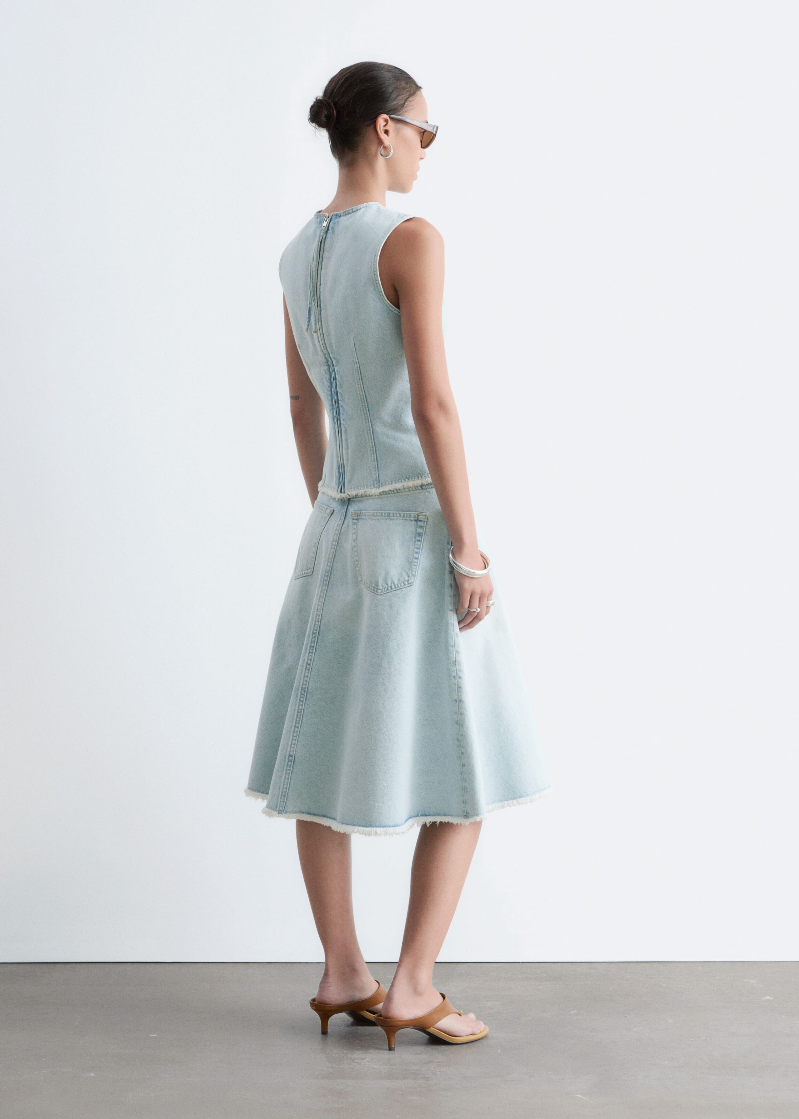Raw-Edge Denim Top - Light Blue - Still Life