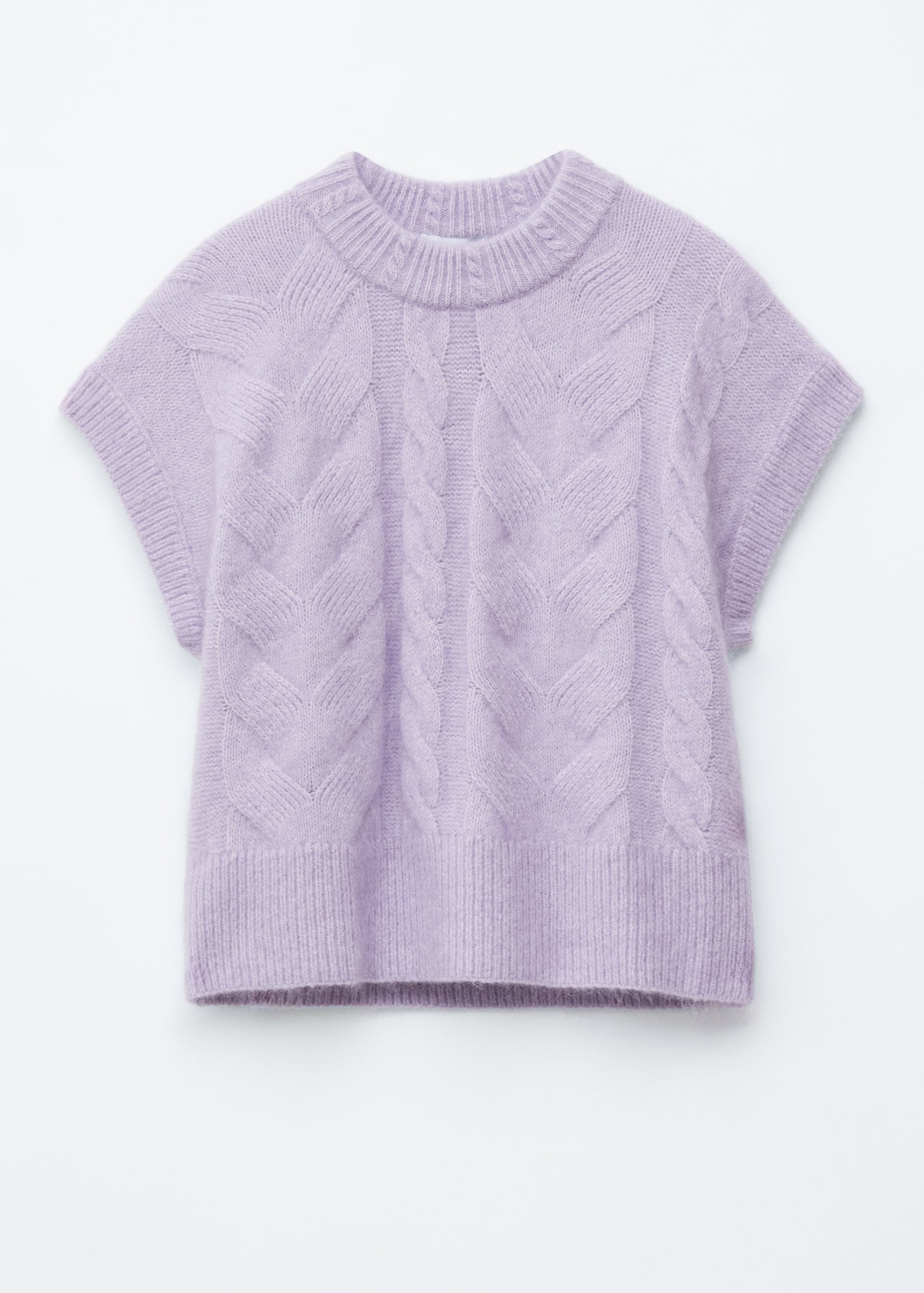 Chaleco en mezcla de mohair y punto trenzado - Morado pastel