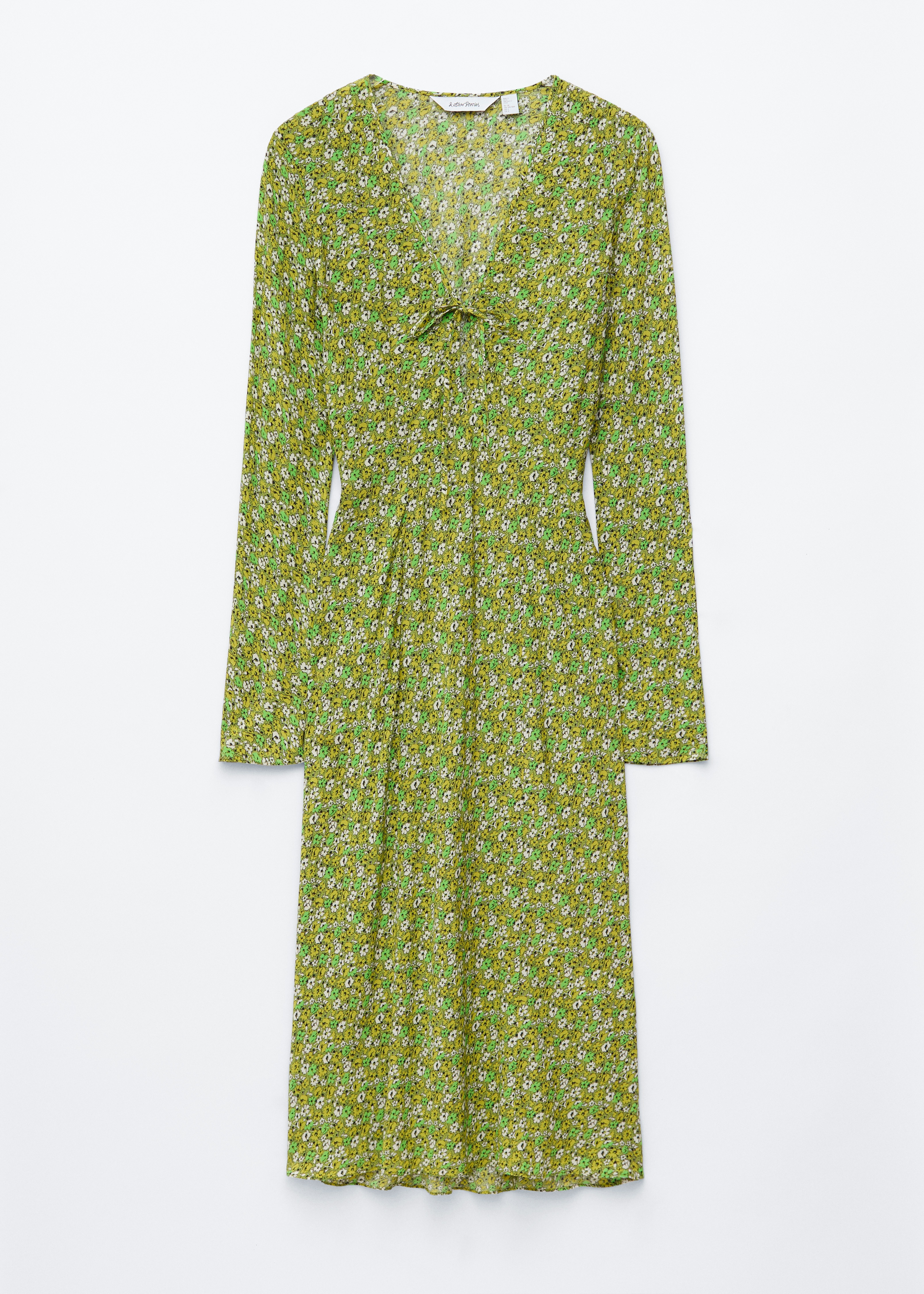 Vestido midi con escote en pico y estampado floral - Verde/Estampado floral