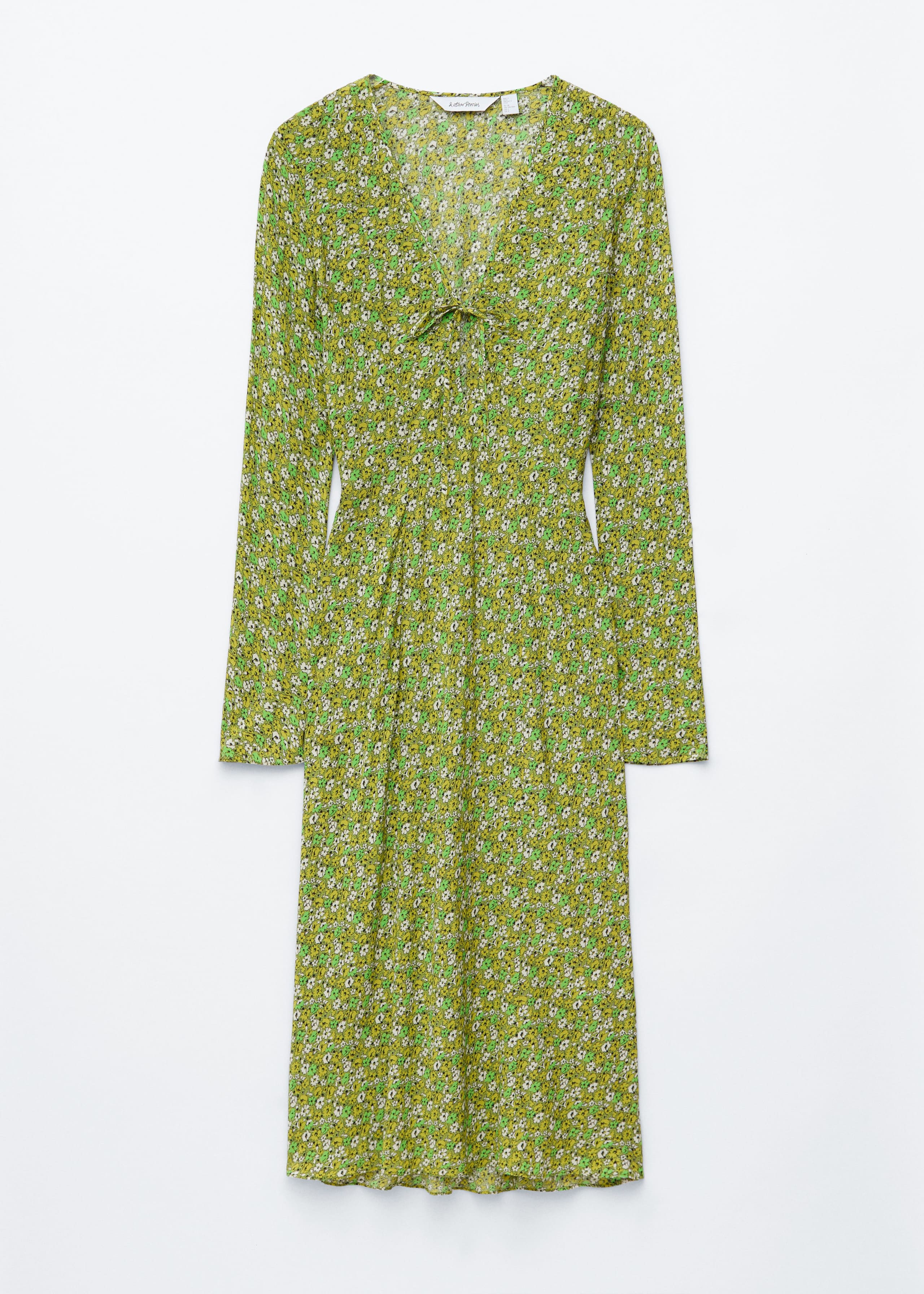 Floral V-Neck Midi Dress - Green/Floral Pattern - Still Life