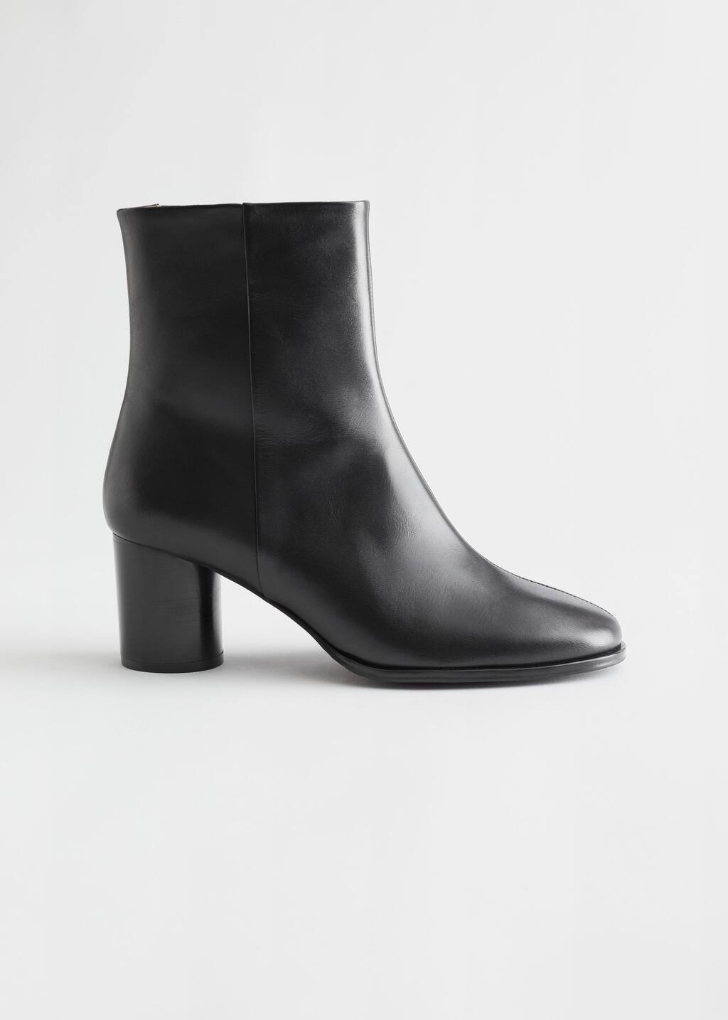 Block Heel Leather Boots