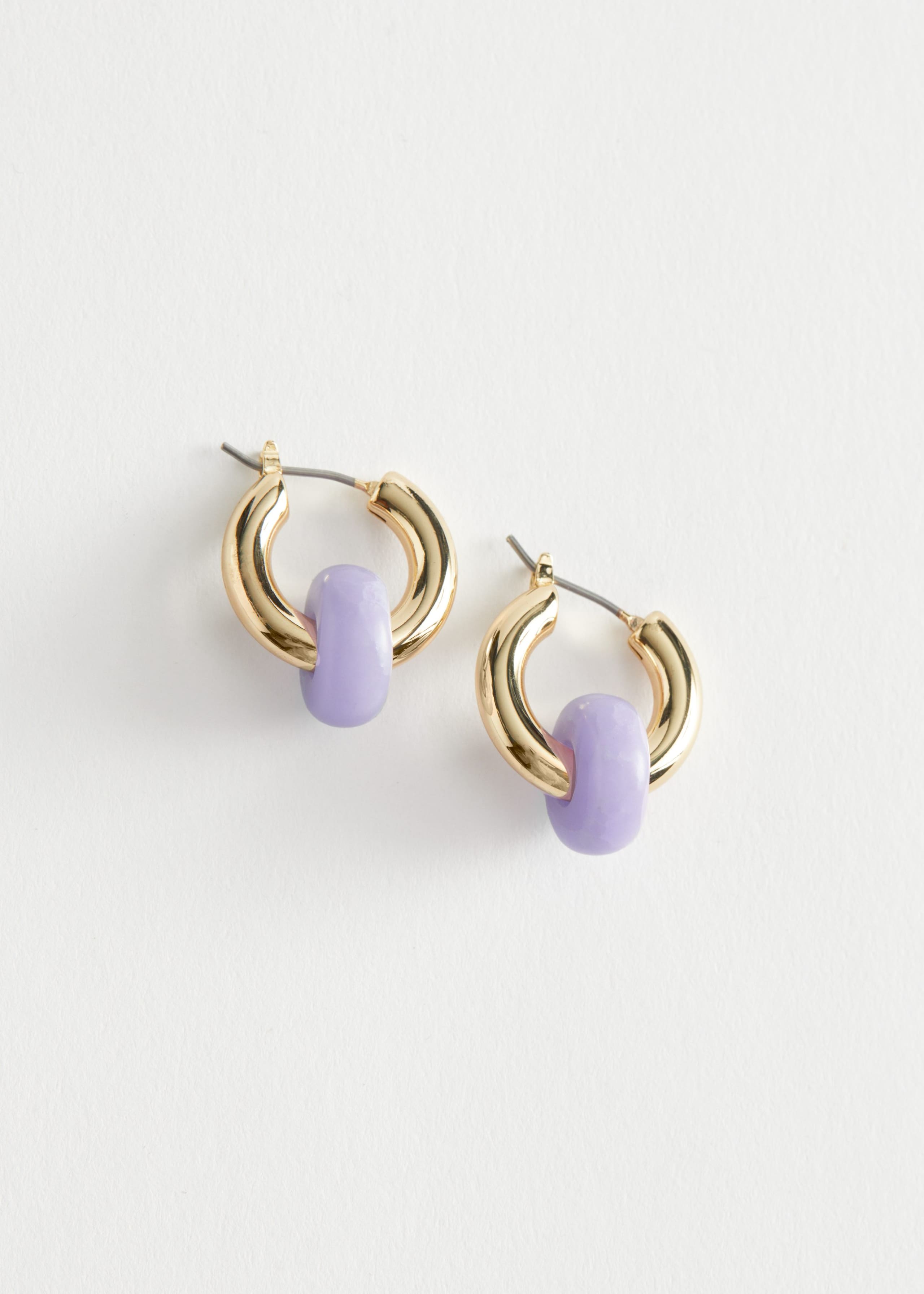 GlassCharmMiniHoopEarrings - Purple - Natura morta