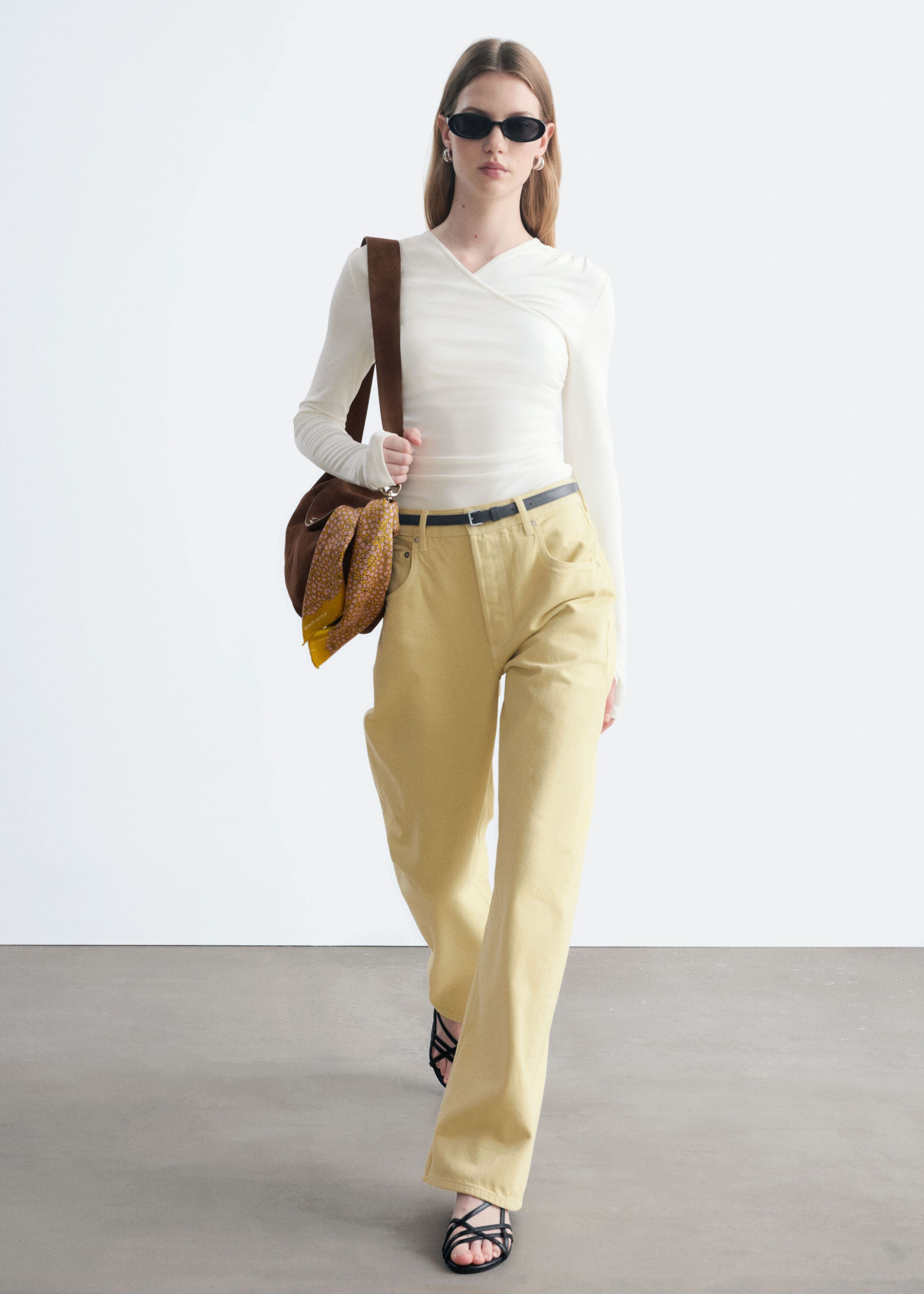 Modal Jersey Wrap Top - White - Lookbook