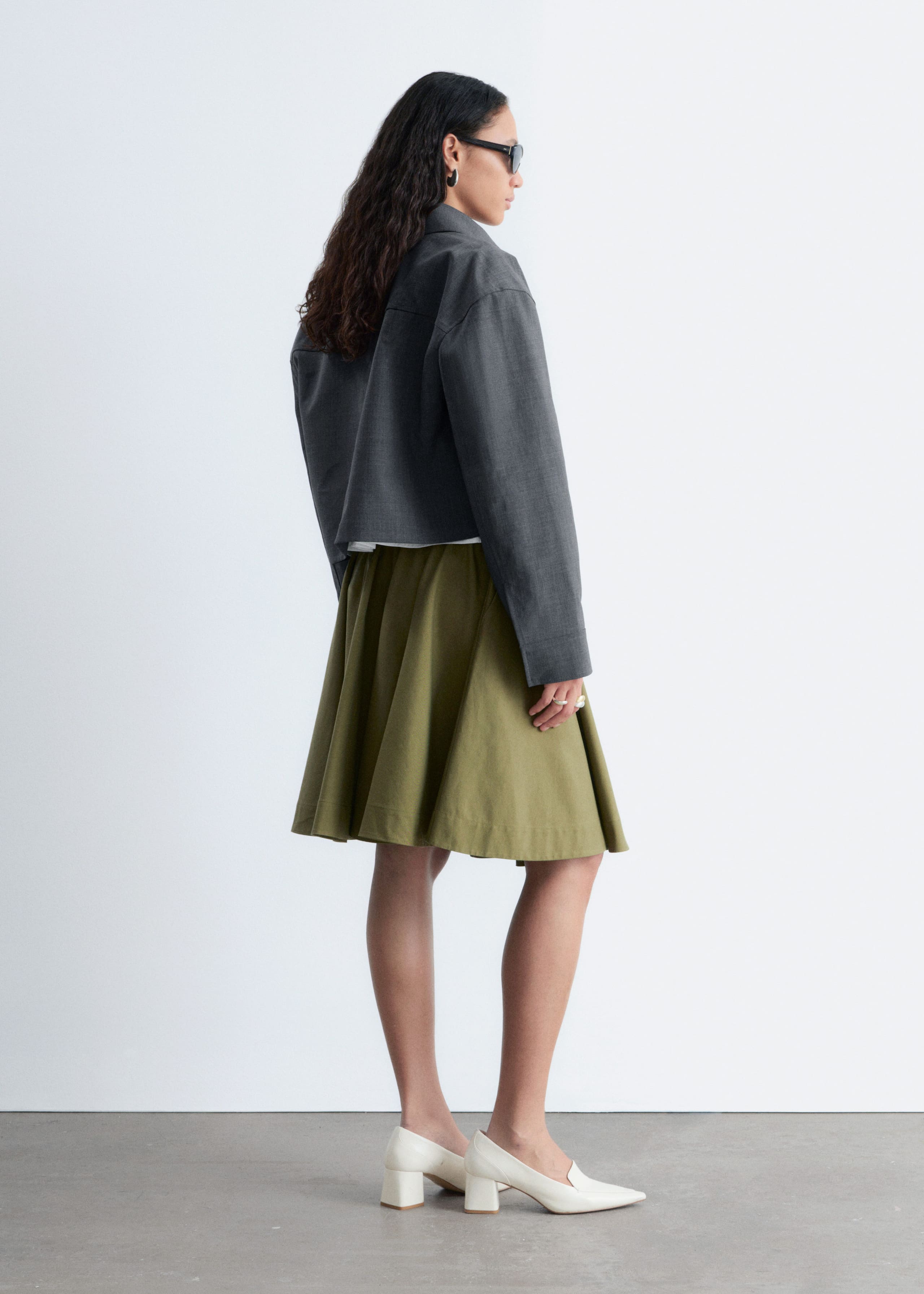 Image of Flared Knee-Length Skirt