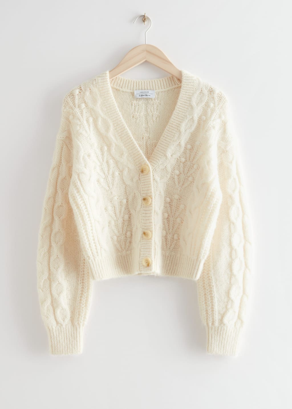 Cable Knit Wool Cardigan - Navy - Still Life