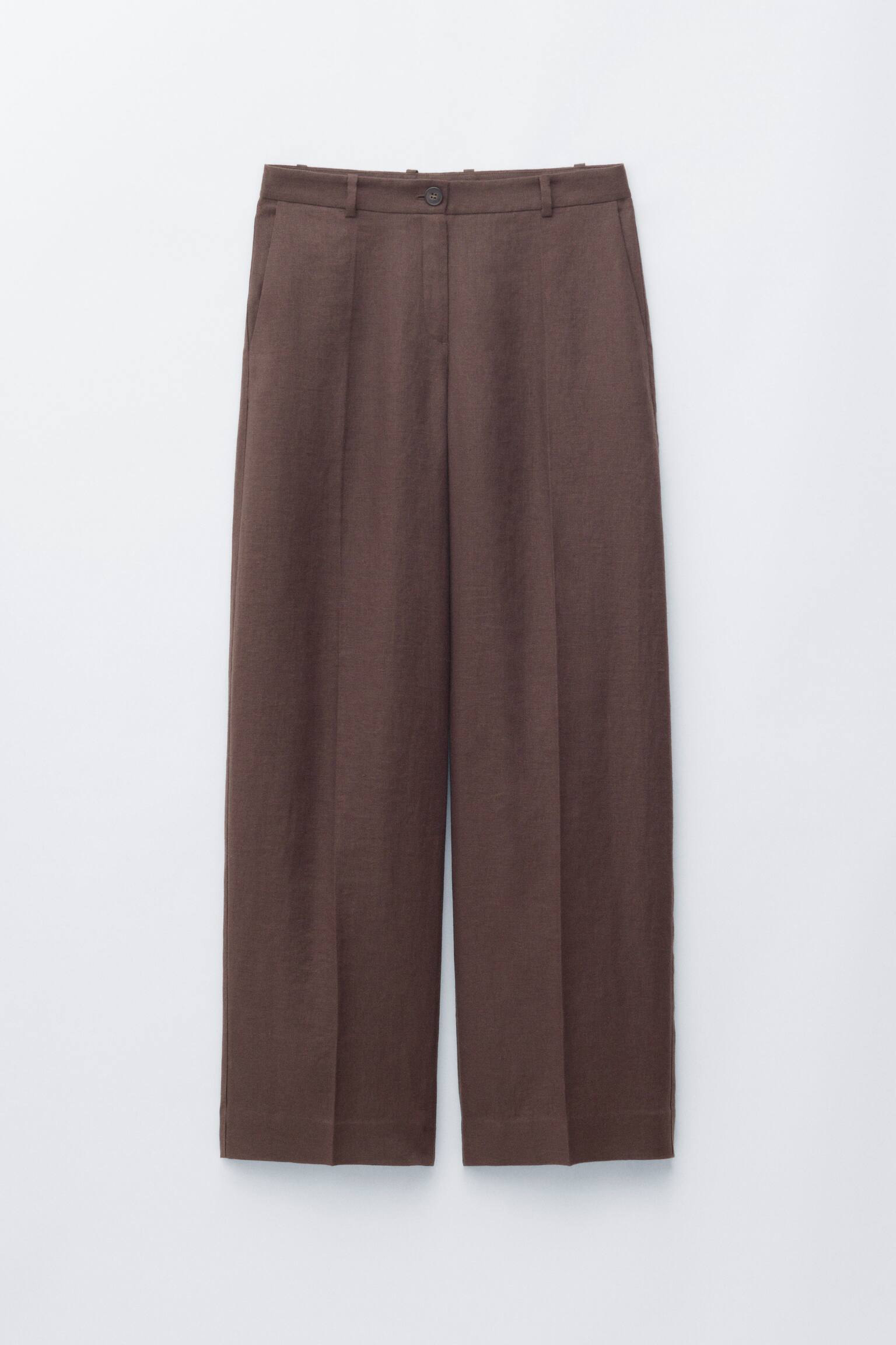 Elegante Leinenhose - Dunkelbraun/Schwarz/Beige - 1