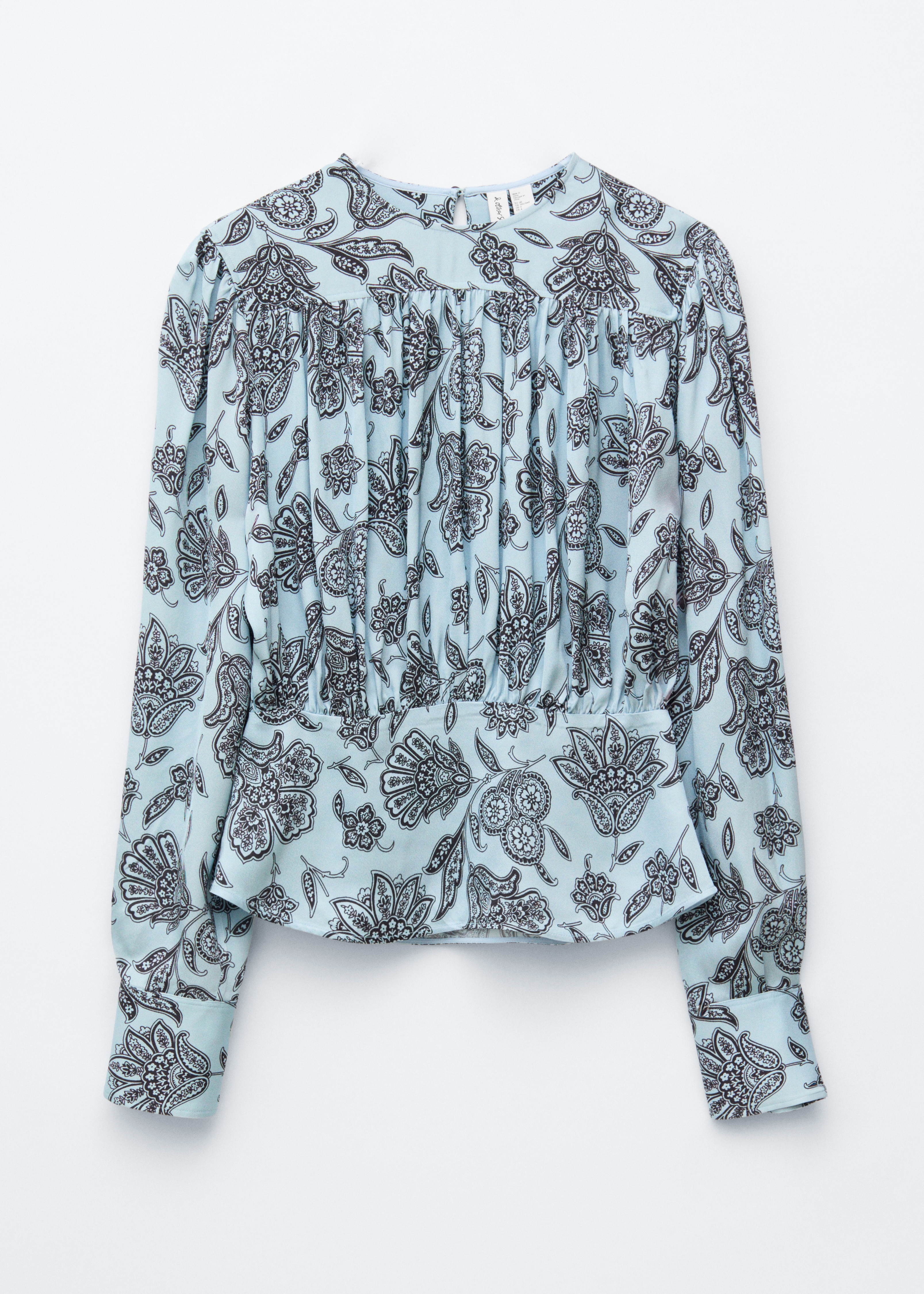 Blusa franzida - Paisley azul claro/Bege