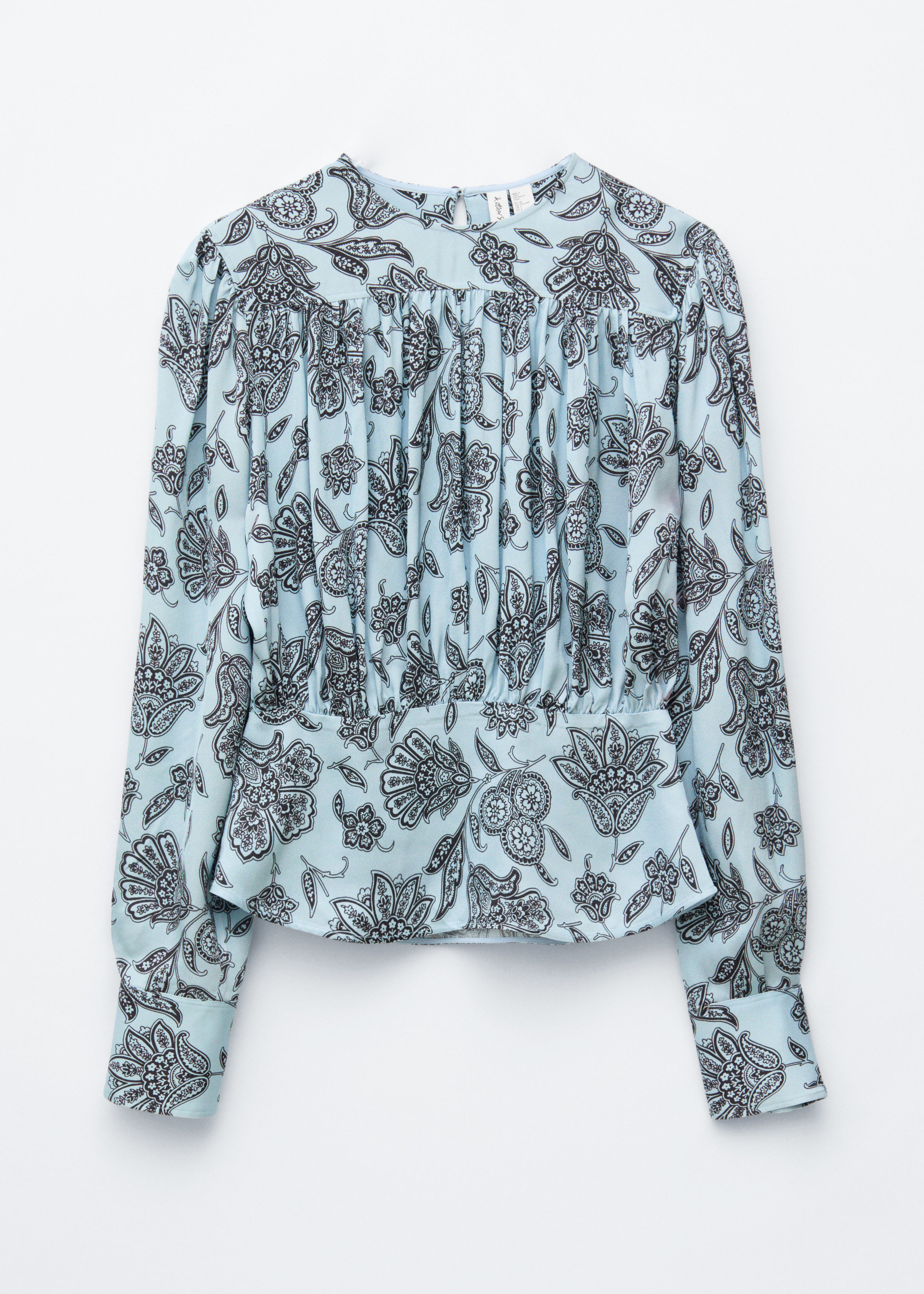 【GOOD GRIEF!】Gather Blouse(BK) Linen Blend Gathered Blouse in Black | Glassons