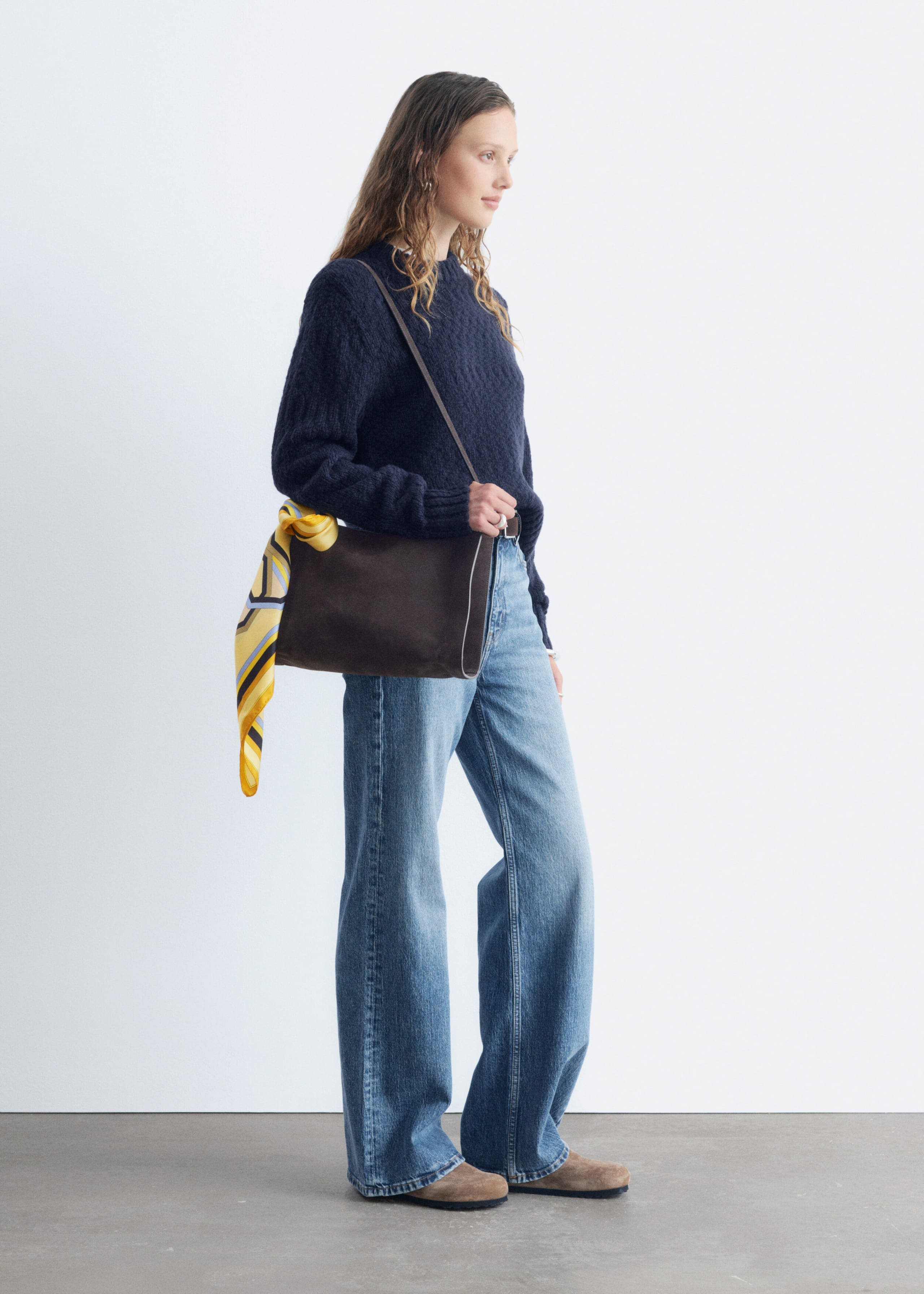 Wool-Cotton Bouclé Jumper - Dark Blue - Still Life