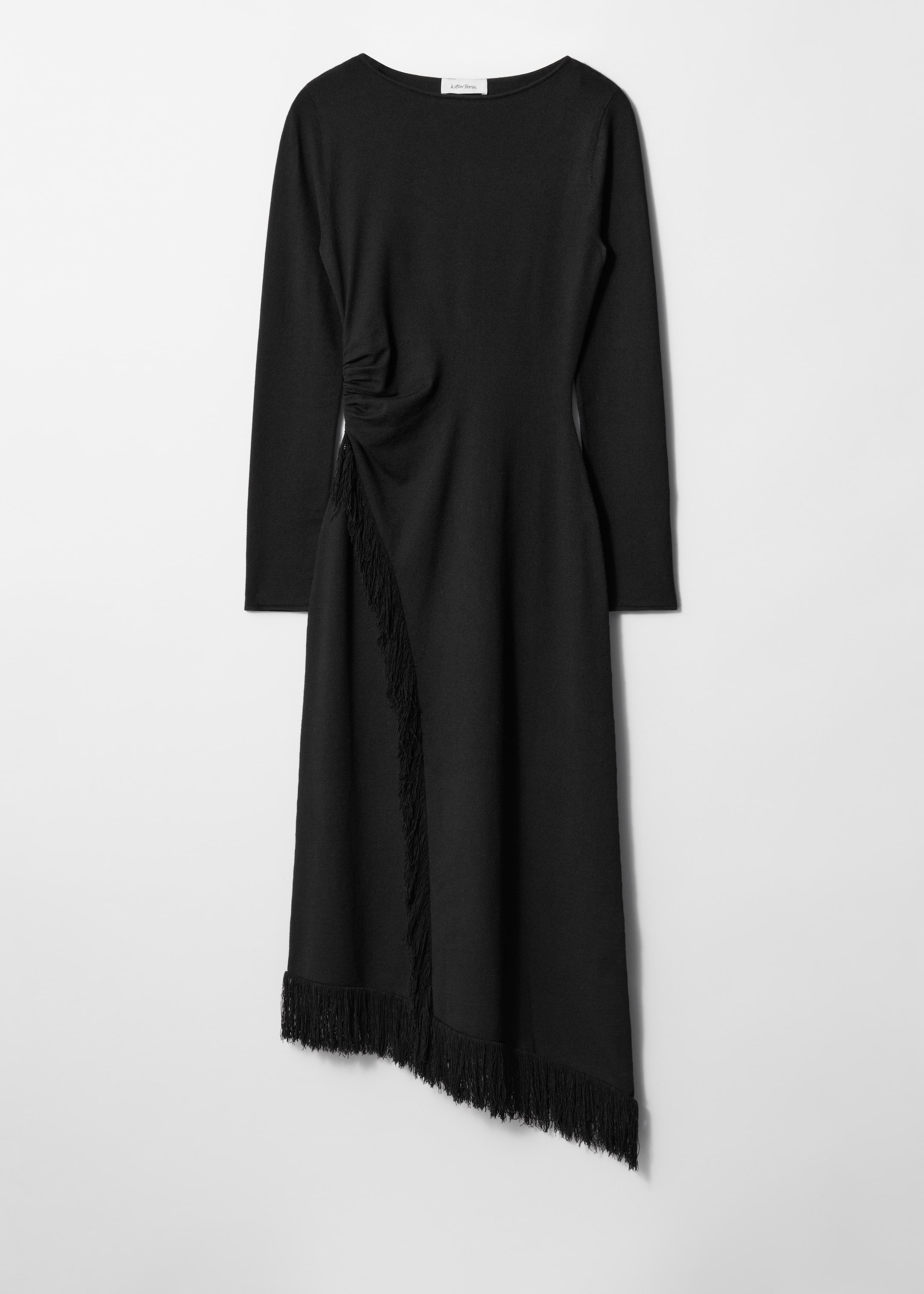 Zobacz większy obraz: Asymetryczna sukienka midi z frędzlami - Czarny - ONA | H&M PL 1