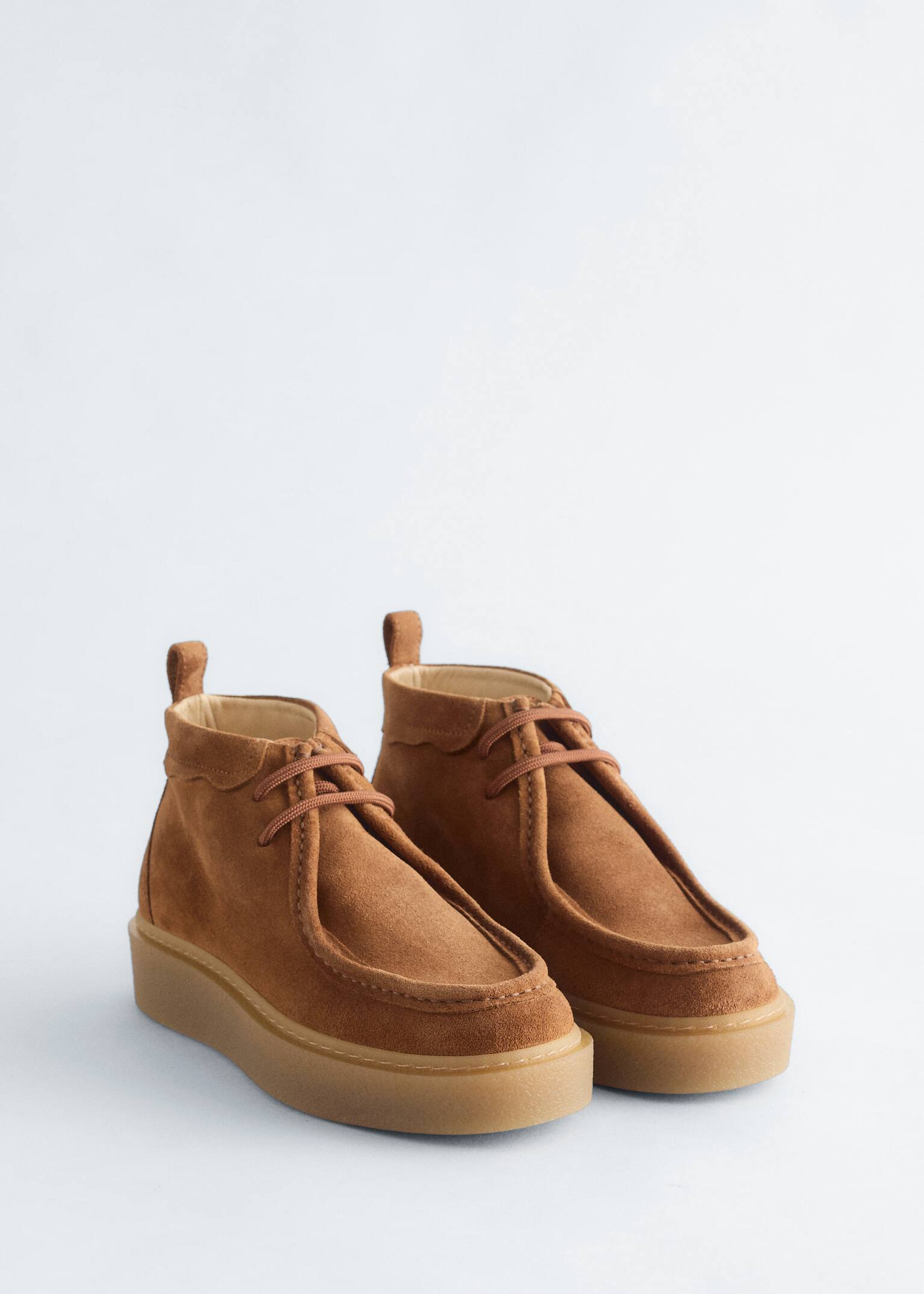 Platforme Desert din Piele întoarsă - Cognac/Negru - 4