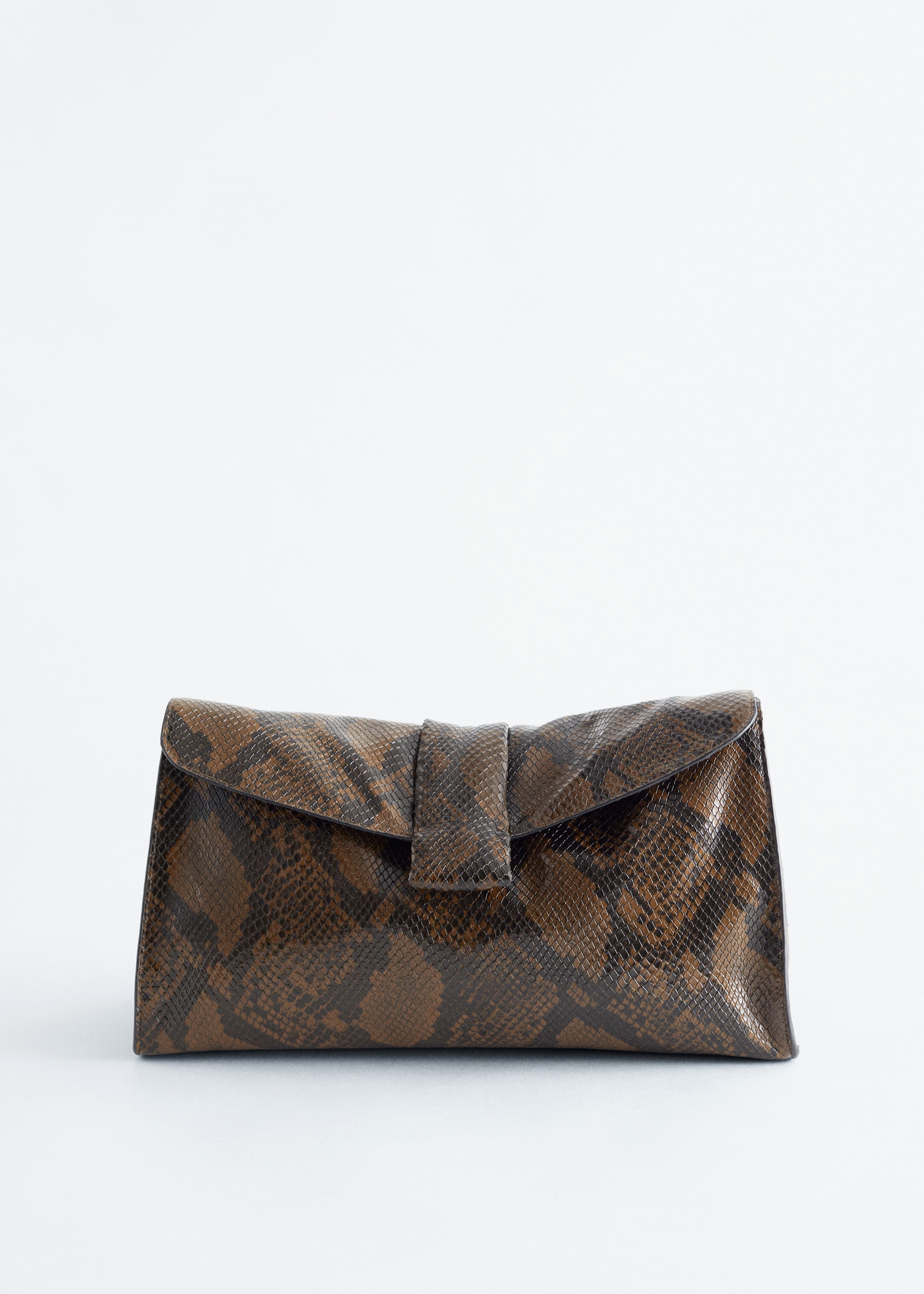 Soft Leather Clutch - Sötétbarna kígyó/Taupe/Fekete/Bézs kígyómintás